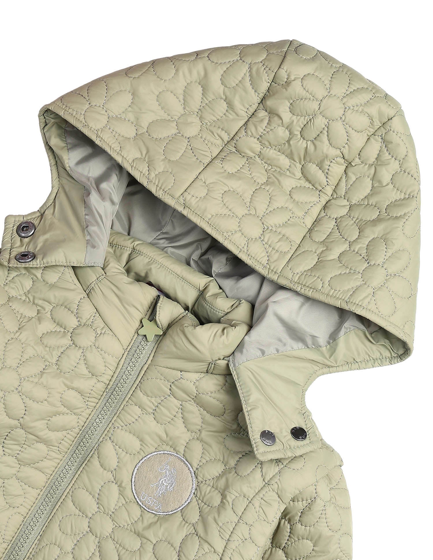 Girls Detachable Hood And Sleeve Jacket Olive - U.S. POLO ASSN. | Large
