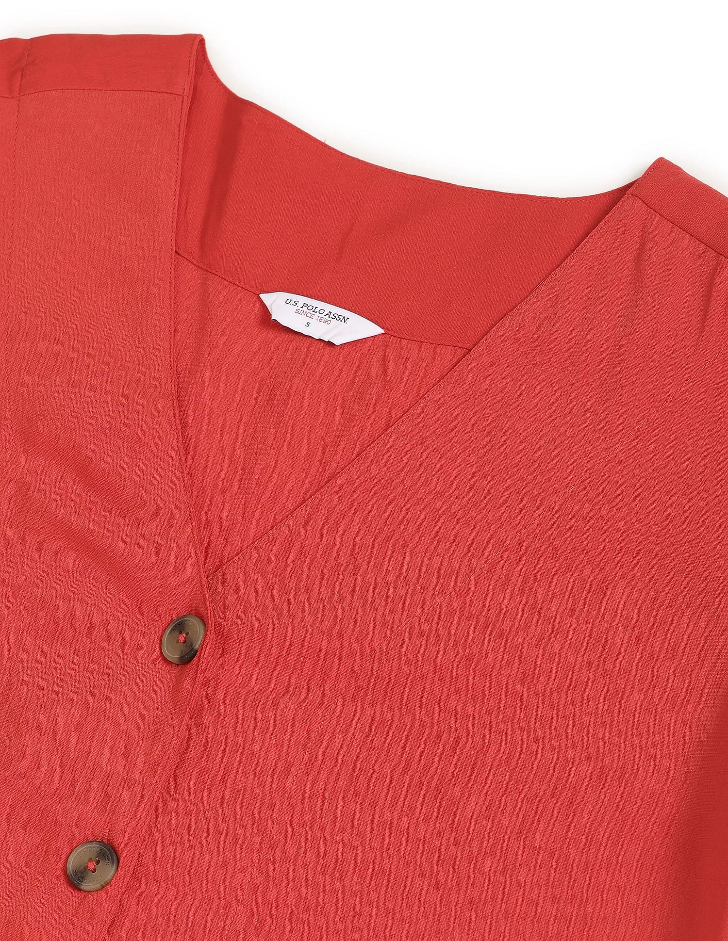 Solid Belted Shirt Dress Red - U.S. Polo Assn. India | Large