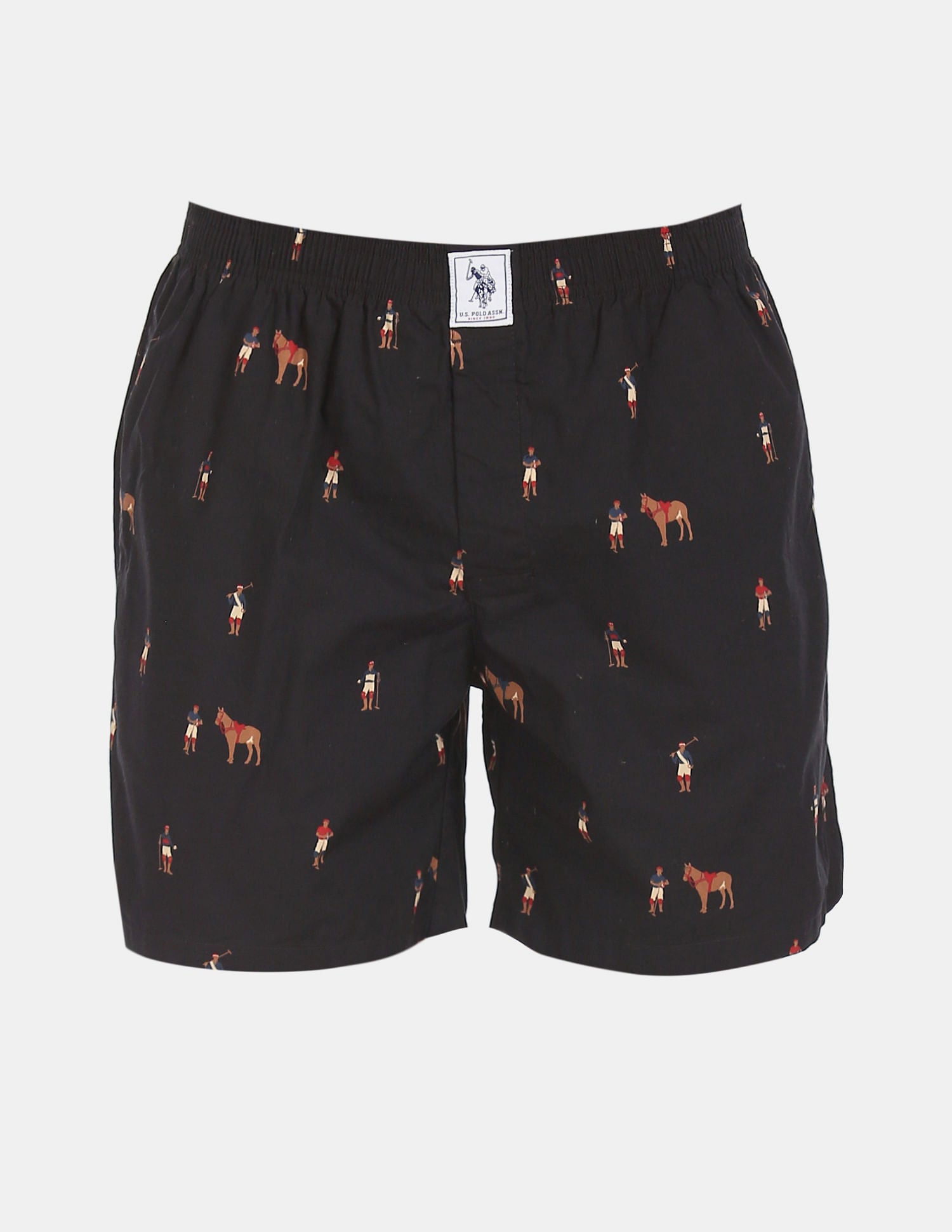 Signature Logo Pure Cotton I108 Boxers - Pack Of 1 Black - U.S. POLO ASSN. | Large