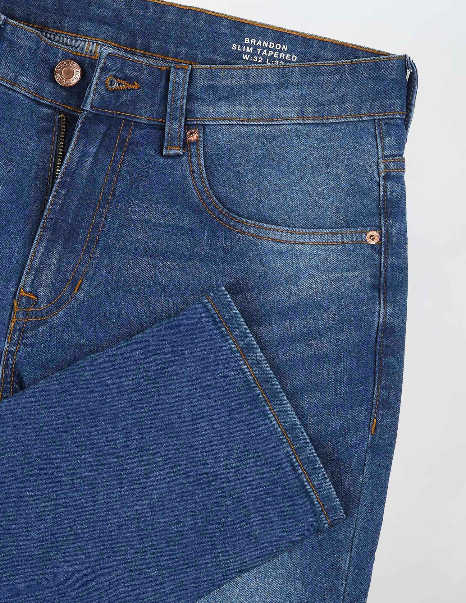 Brandon Slim Tapered Fit Blue Jeans Blue - U.S. Polo Assn. India | Large