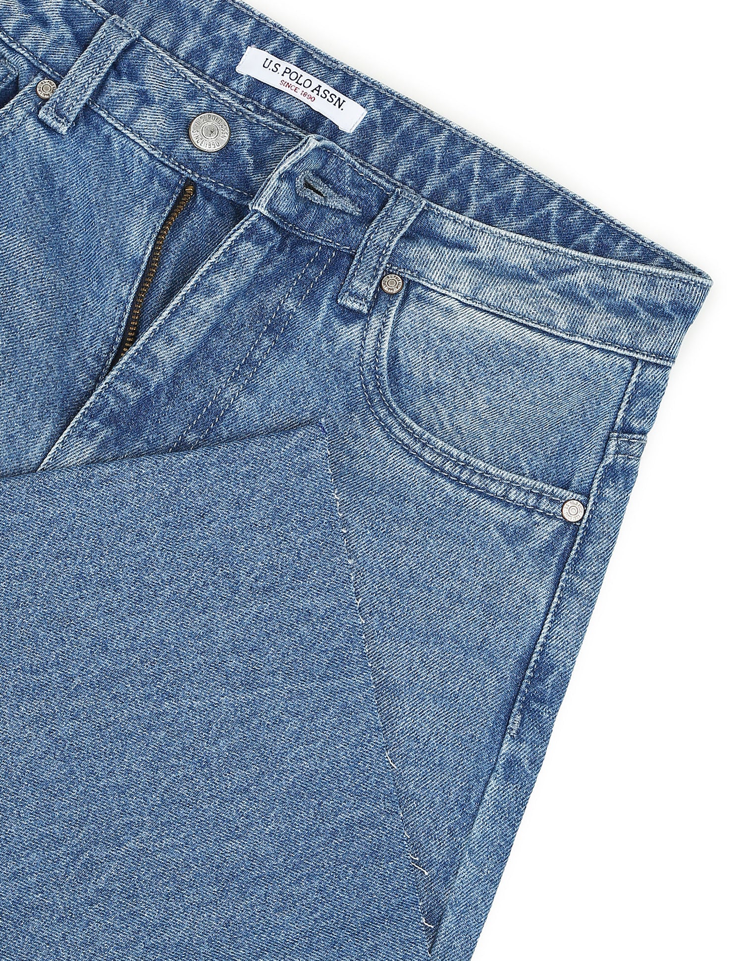 Stone Wash Wide Leg Jeans Blue - U.S. Polo Assn. India | Large