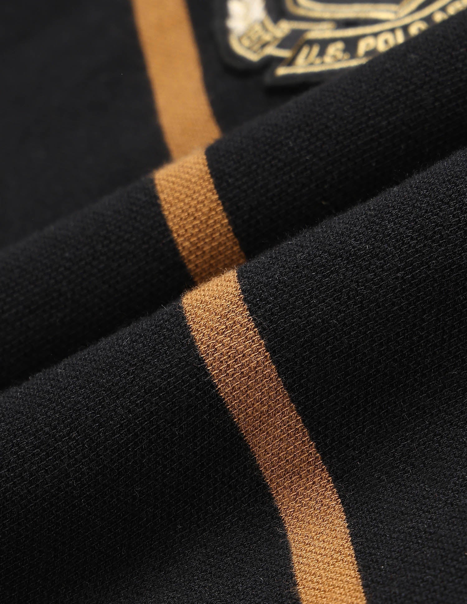 Boys Vertical Striped Pure Cotton T Shirt Black - U.S. POLO ASSN. | Large