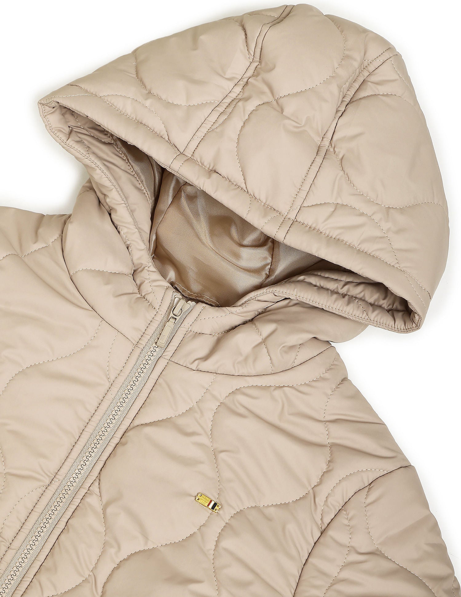 Solid Hooded Puffer Jacket Camel - U.S. Polo Assn. India | Large