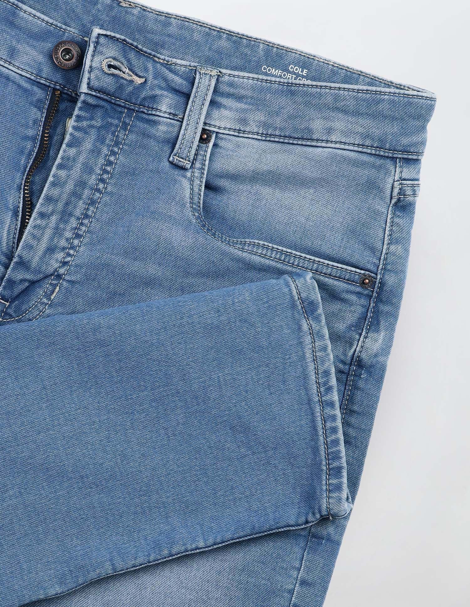 Cole Comfort Cropped Fit Blue Jeans Light Blue - U.S. Polo Assn. India | Large