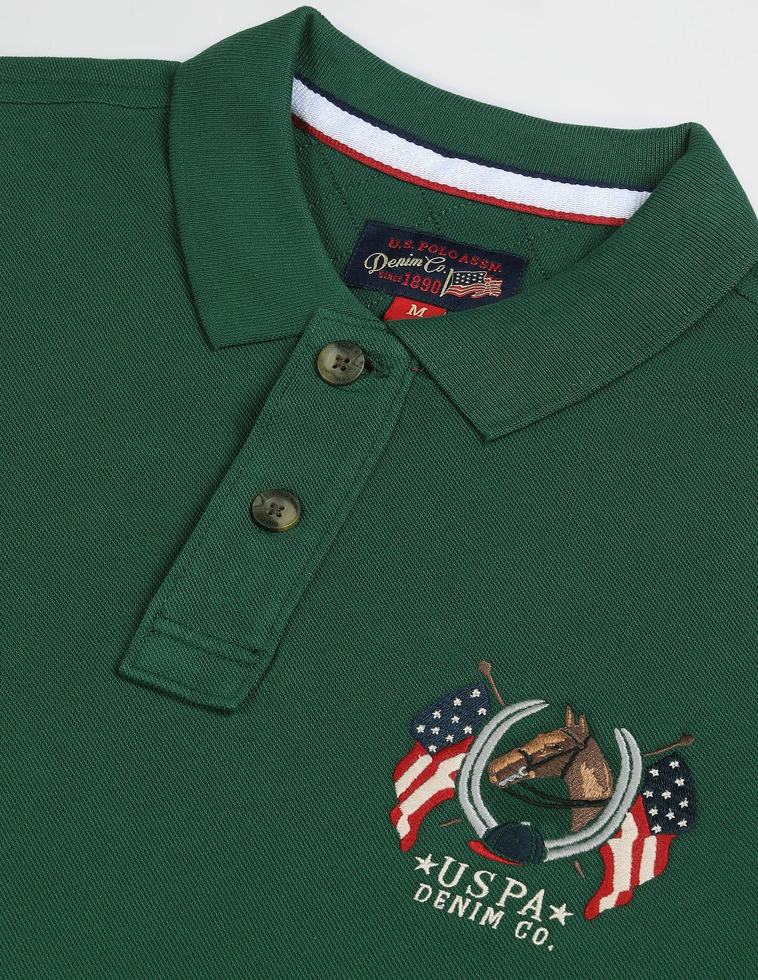 Cotton Solid Polo Shirt Dark Green - U.S. POLO ASSN. | Large