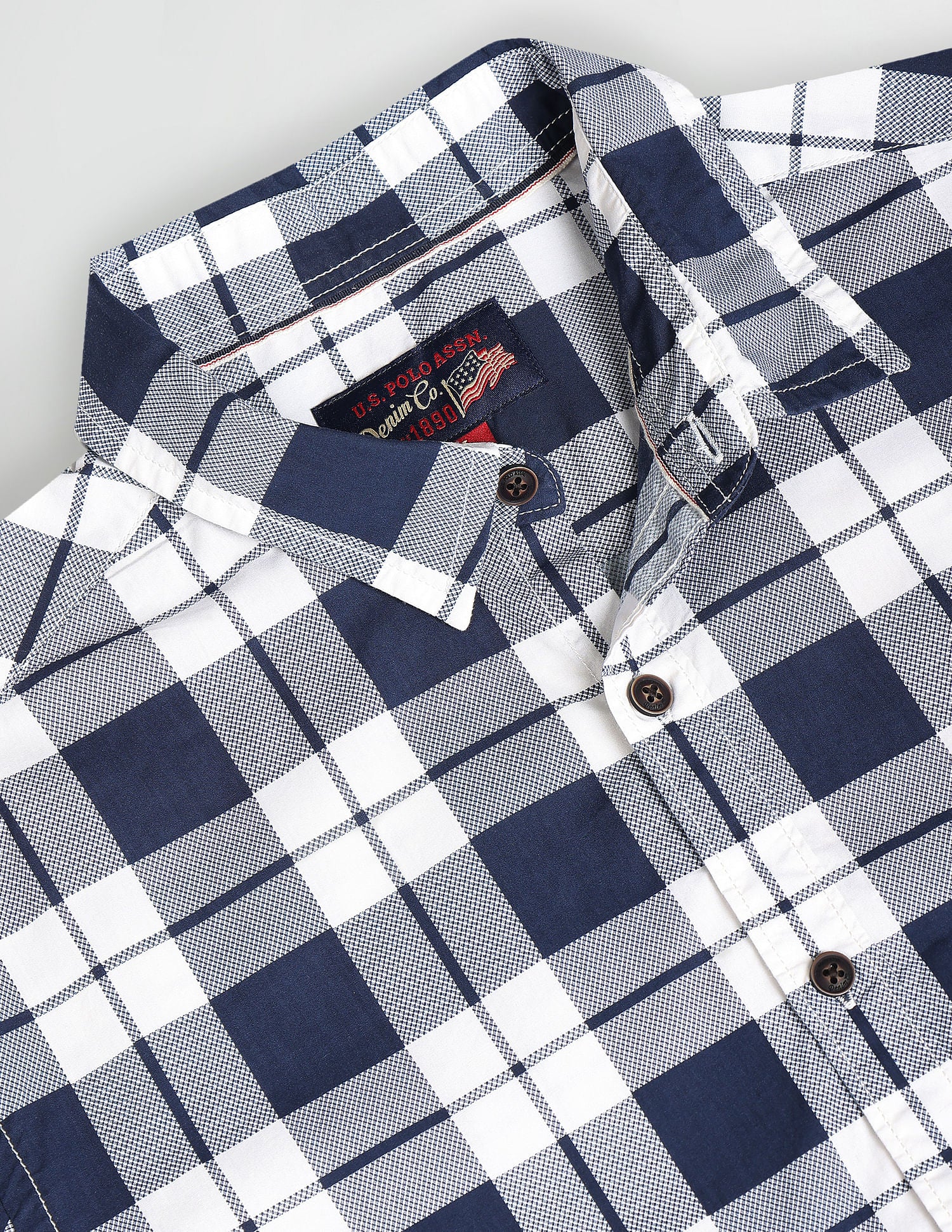Tartan Check Cotton Shirt Navy - U.S. Polo Assn. India | Large