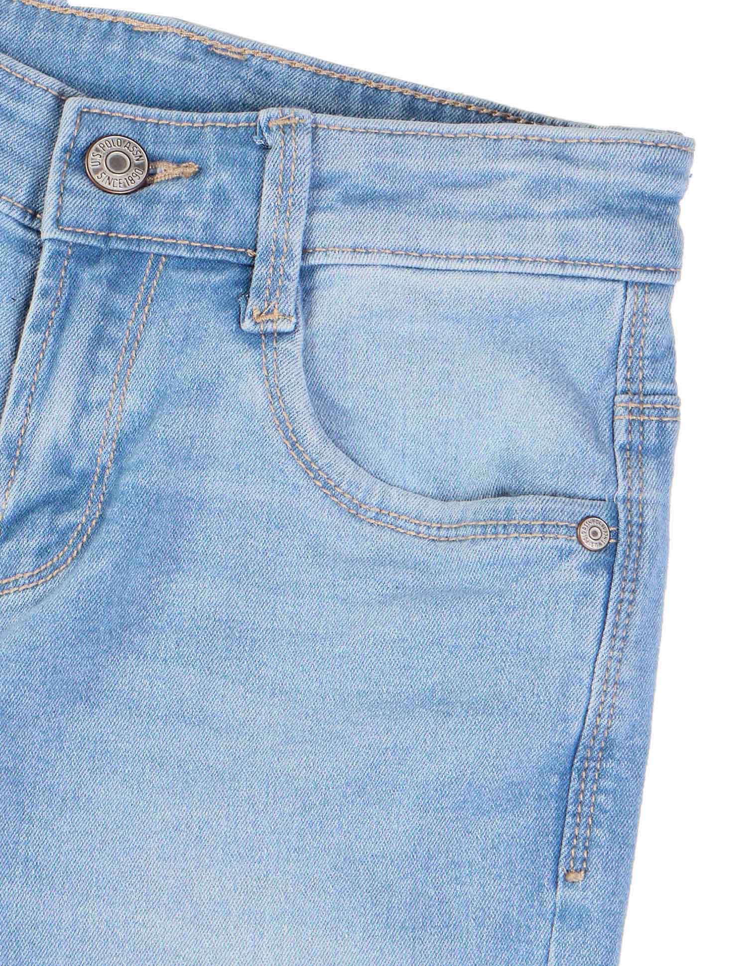 Boys Relaxed Fit Whiskered Jeans Light Blue - U.S. POLO ASSN. | Large