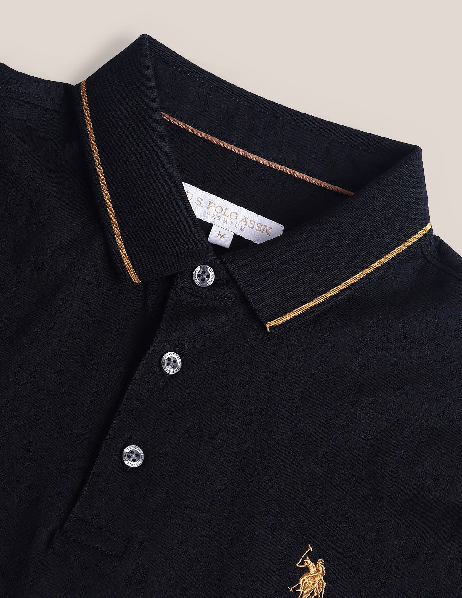Solid Slim Fit Polo Shirt Black - U.S. Polo Assn. India | Large