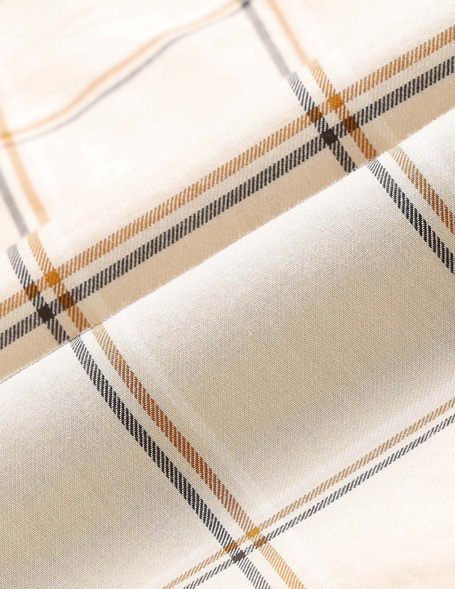 Windowpane Checked Pure Cotton Shirt Beige - U.S. Polo Assn. India | Large