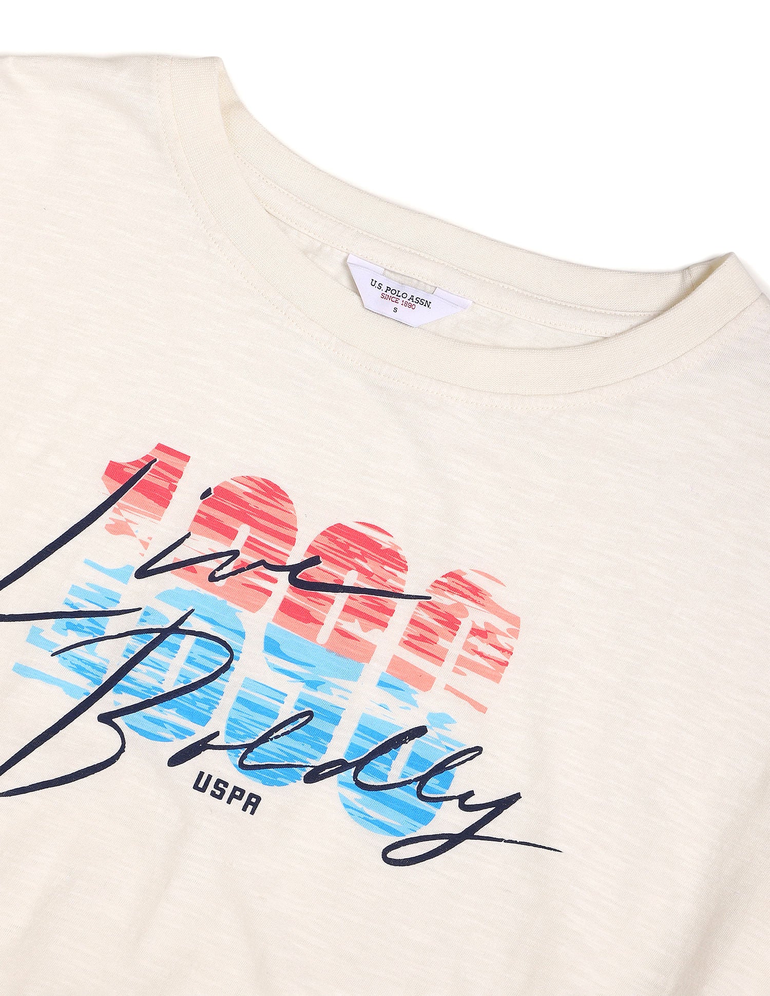 Long Sleeve Typography Print T-Shirt Off White - U.S. POLO ASSN. | Large