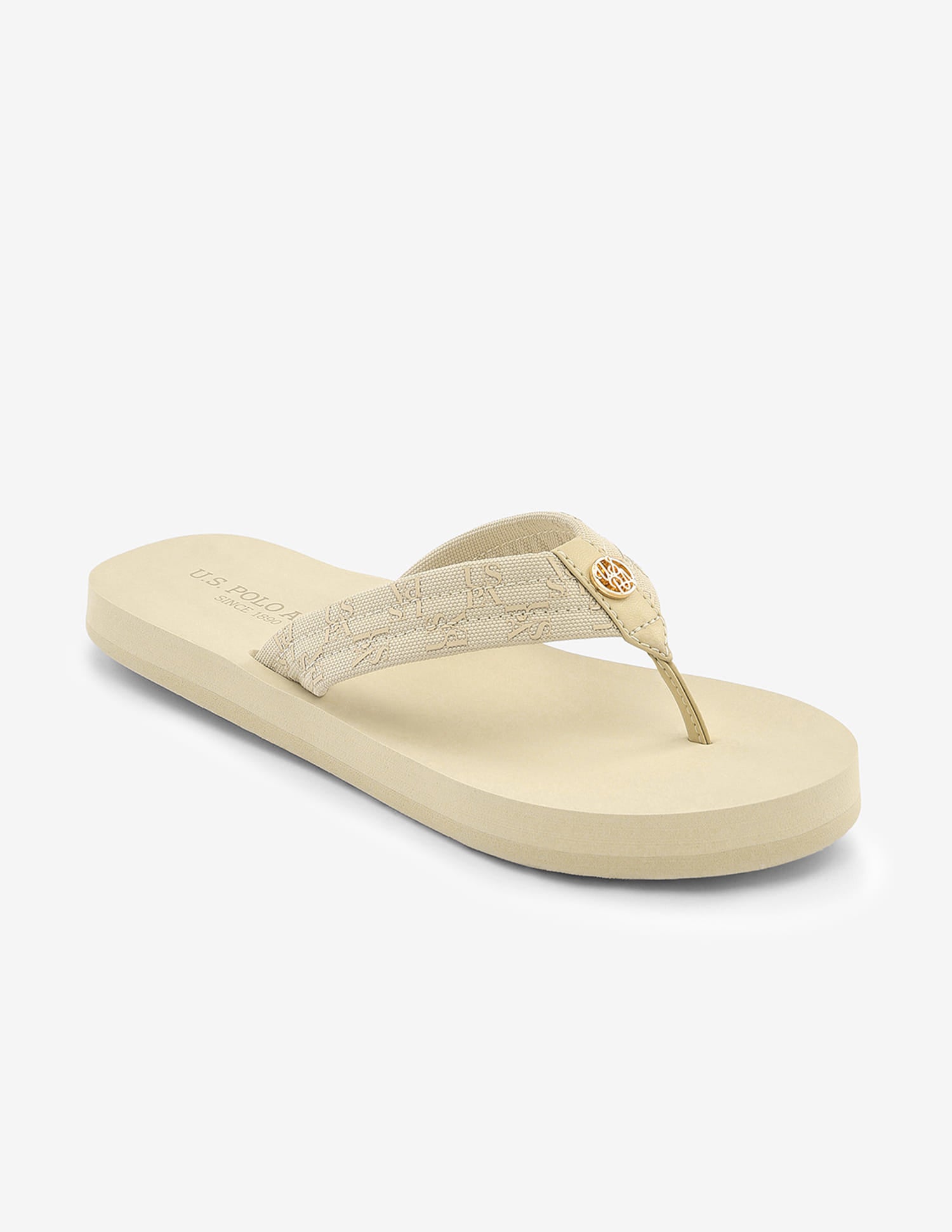 Brand Printed Rin Flip Flops Cream - U.S. Polo Assn. India | Large