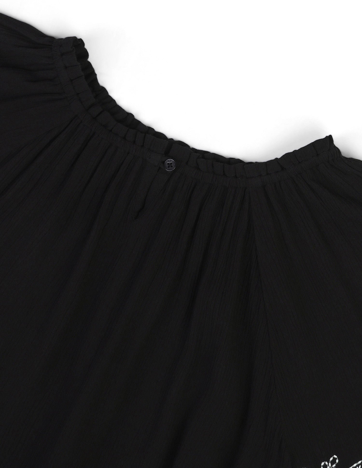 Crinkle Viscose Embroidered Top Black - U.S. Polo Assn. India | Large