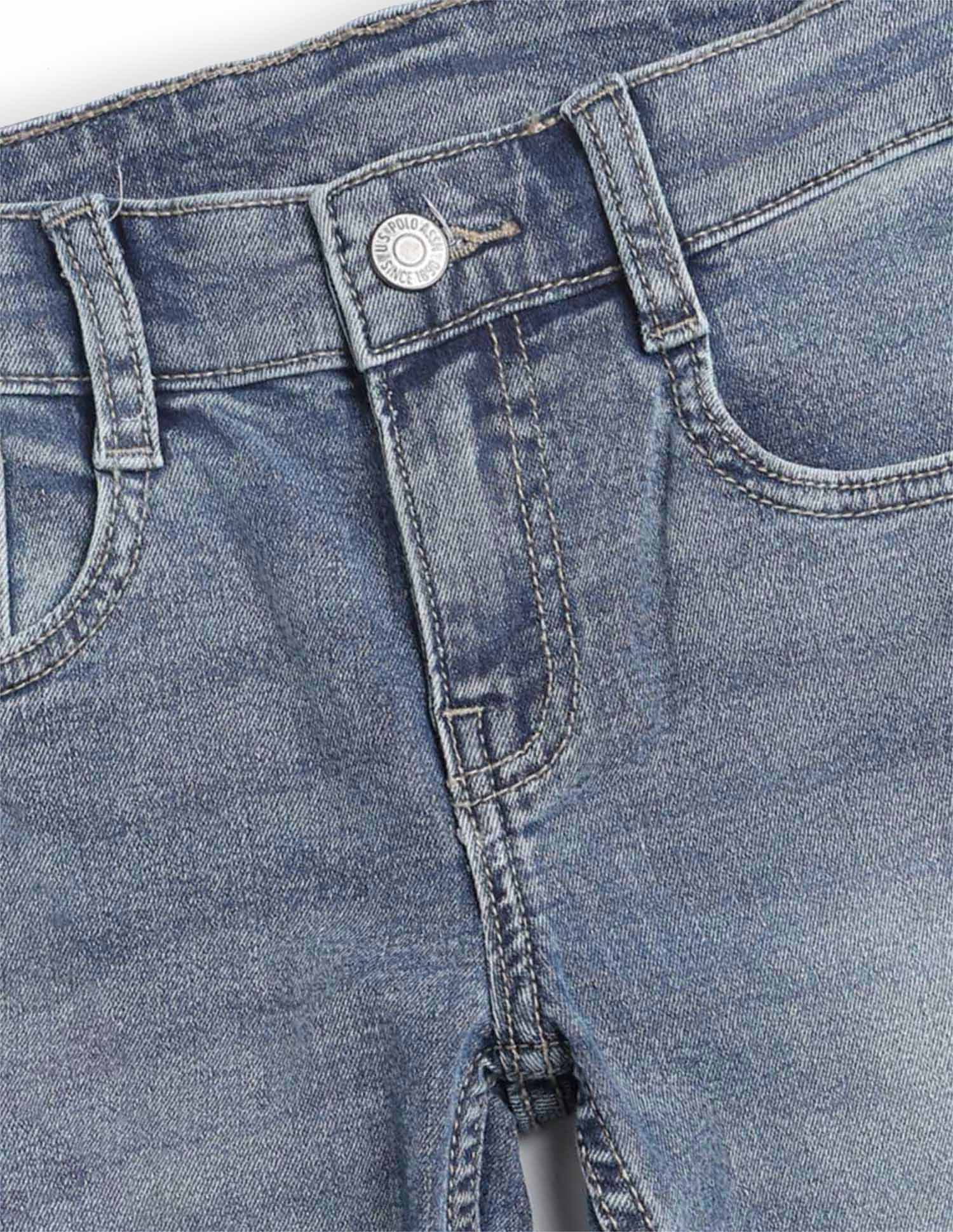 Boys Slim Fit Whiskered Jeans Blue - U.S. POLO ASSN. | Large