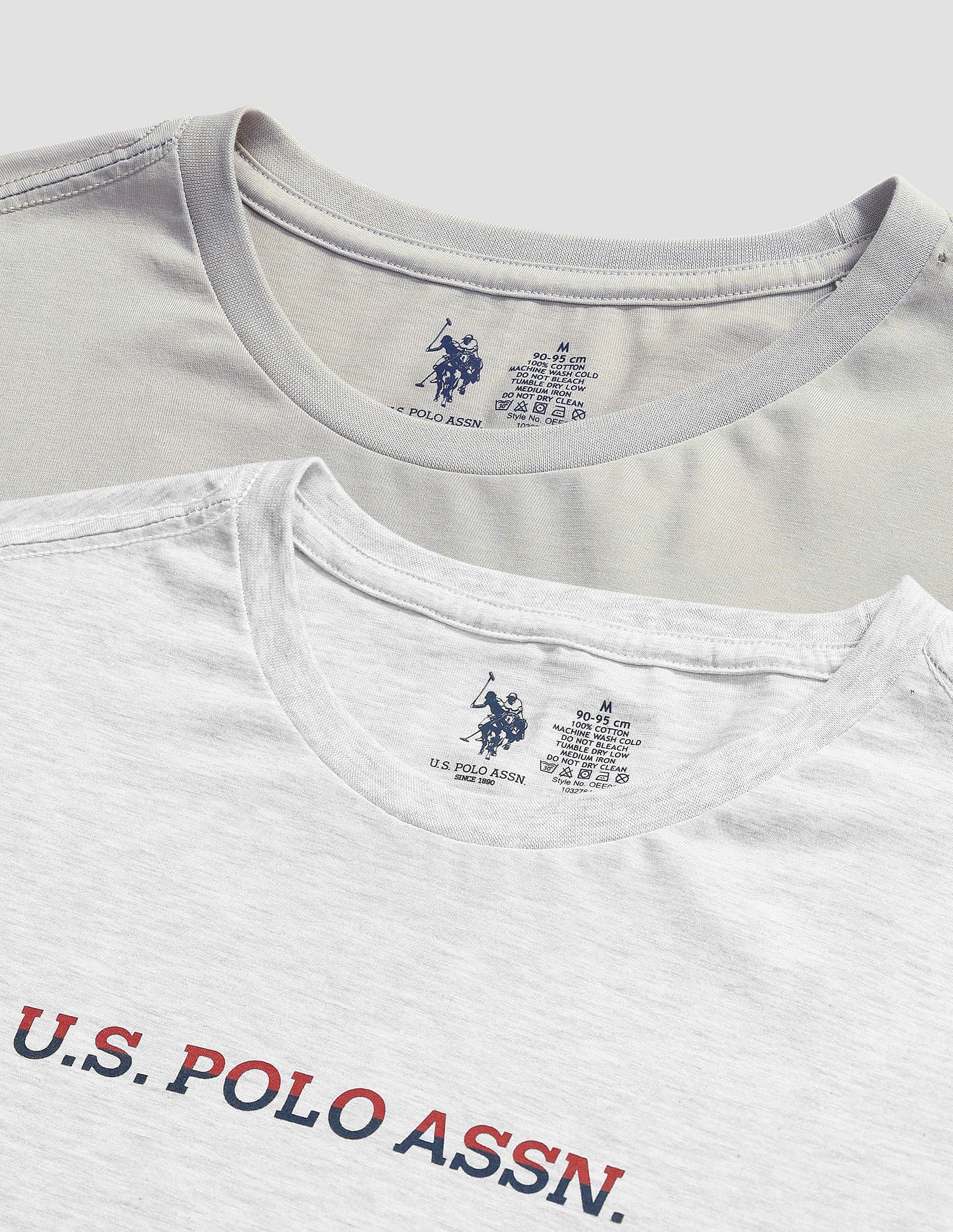 Brand Print Cotton OEE02 Lounge T-Shirt - Pack Of 2 Pastle Green and Grey Mel - U.S. POLO ASSN. | Large