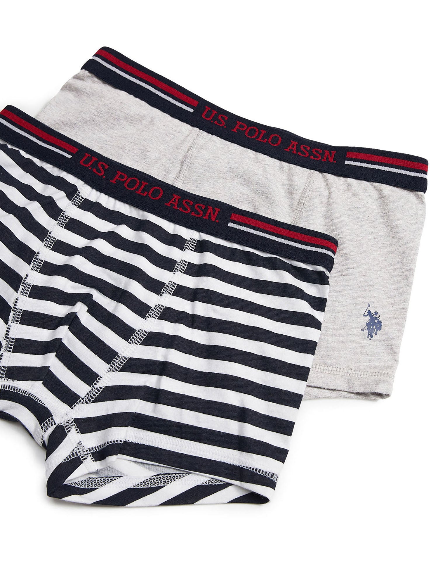 Mid Rise Cotton Spandex EKT02 Trunks - Pack Of 2 Grey and White - U.S. POLO ASSN. | Large