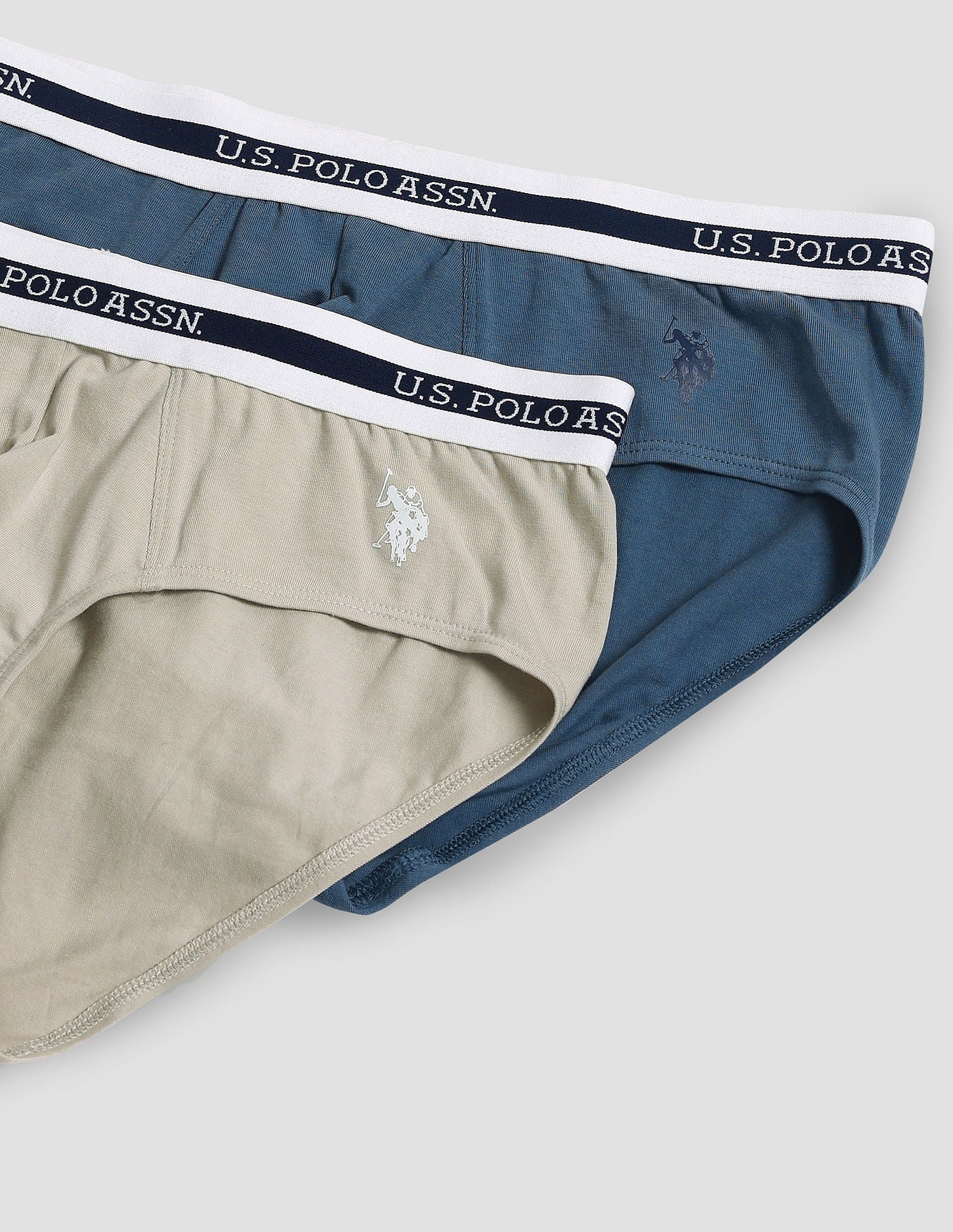 Elasticized Waist OEB09 Briefs - Pack Of 2 Fog Grey and Teal Grey - U.S. POLO ASSN. | Large