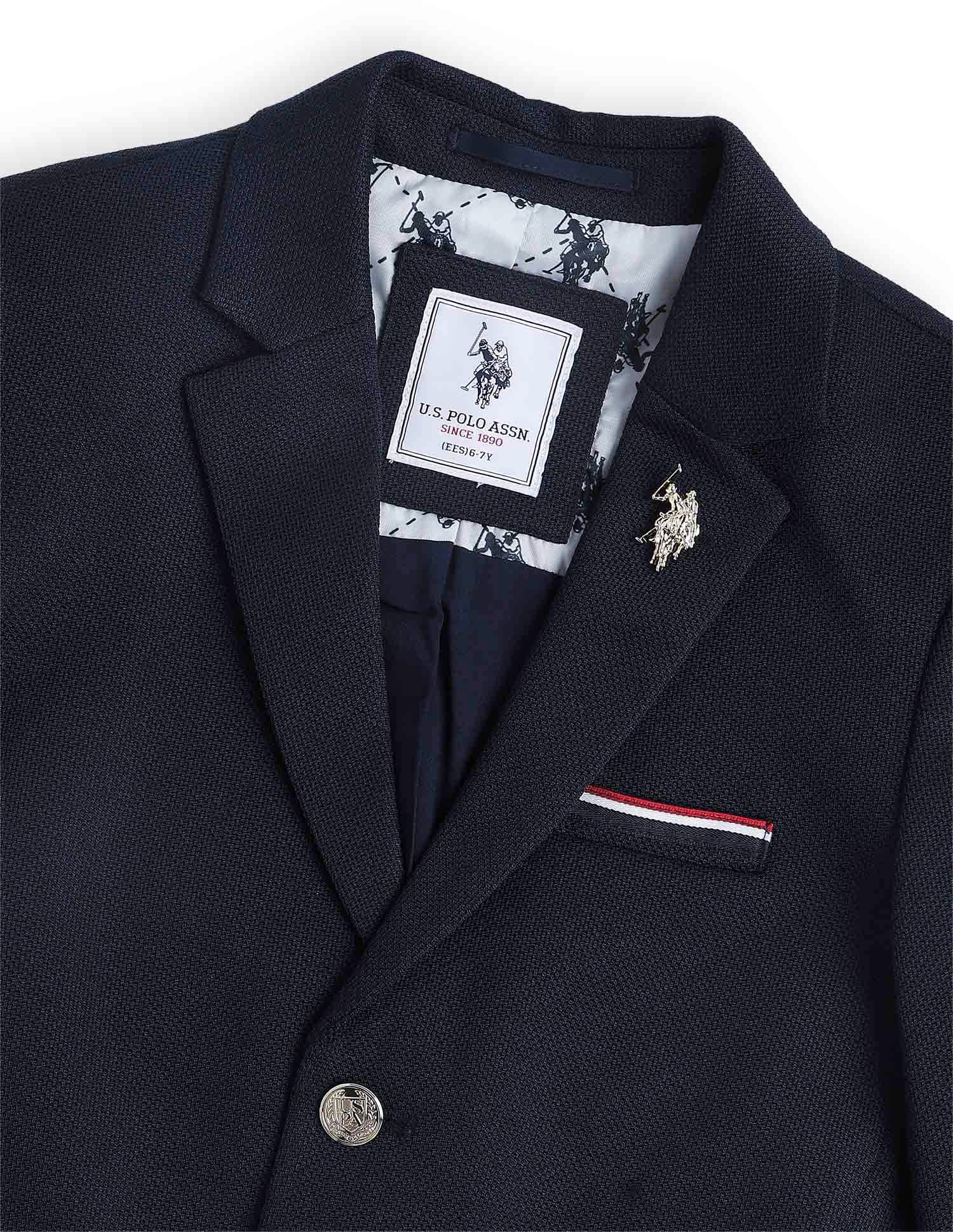 Boys Single Breasted Regular Fit Blazer Navy - U.S. Polo Assn. India | Large