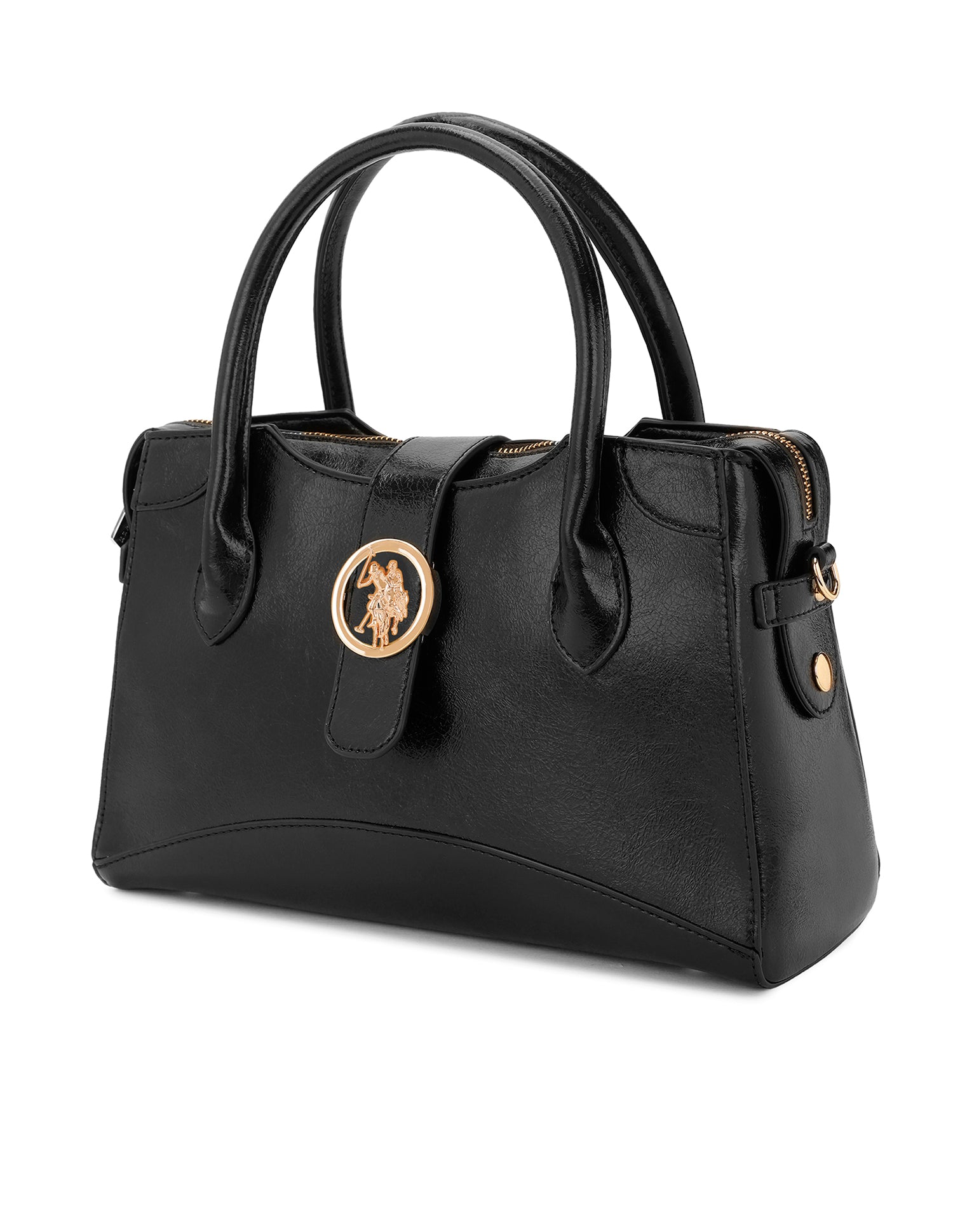 Women Ami Textured Satchel Bag Black - U.S. POLO ASSN. | Large