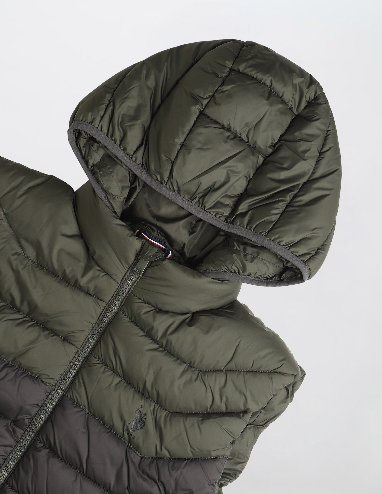 Colour Blocked Removable Hood Puffer Jacket Black - U.S. POLO ASSN. | Large