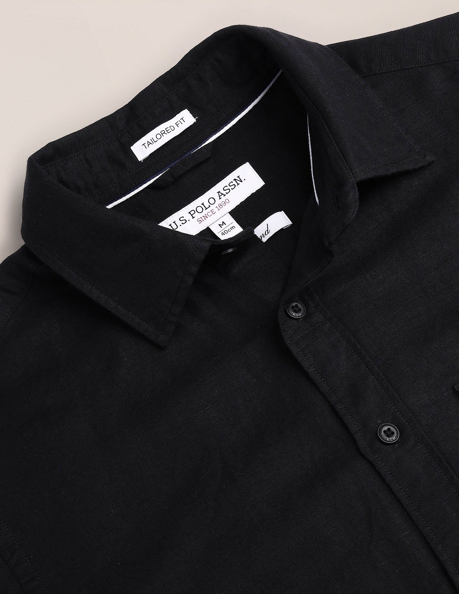 Tailored Fit Linen Shirt Black - U.S. POLO ASSN. | Large