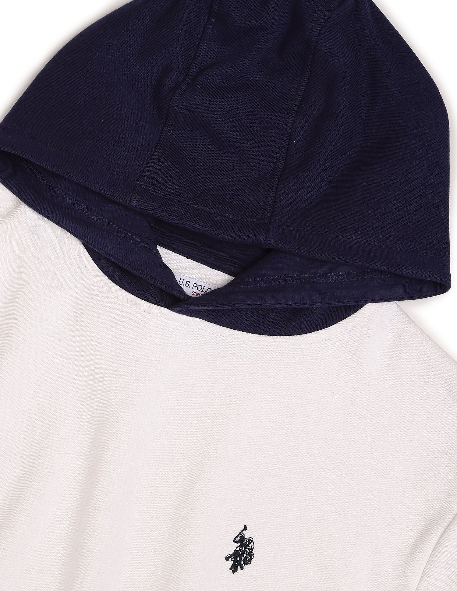 Colour Block Typographic Print Cropped Sweatshirt White - U.S. Polo Assn. India | Large