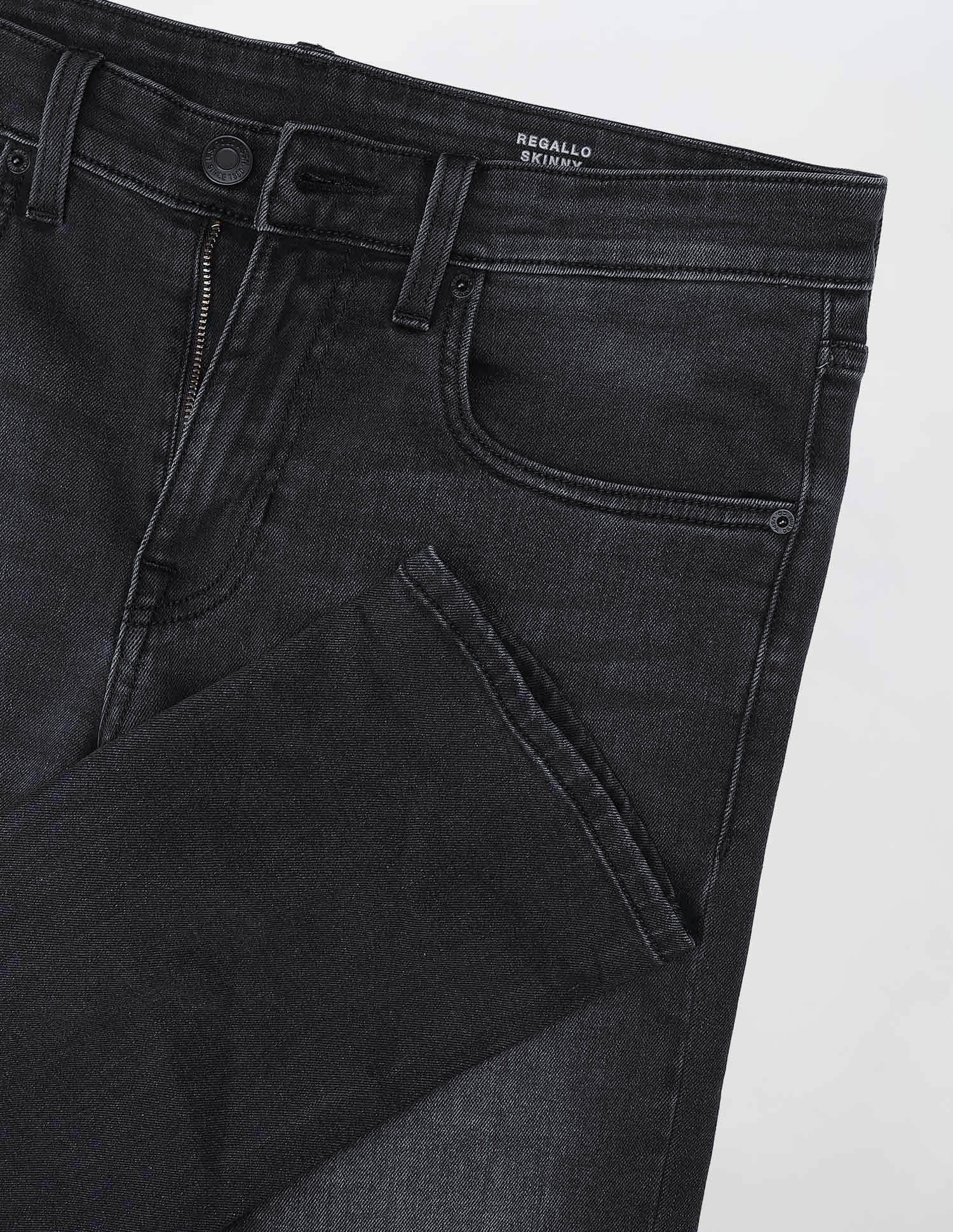 Regallo Skinny Fit Whiskered Jeans Black - U.S. Polo Assn. India | Large
