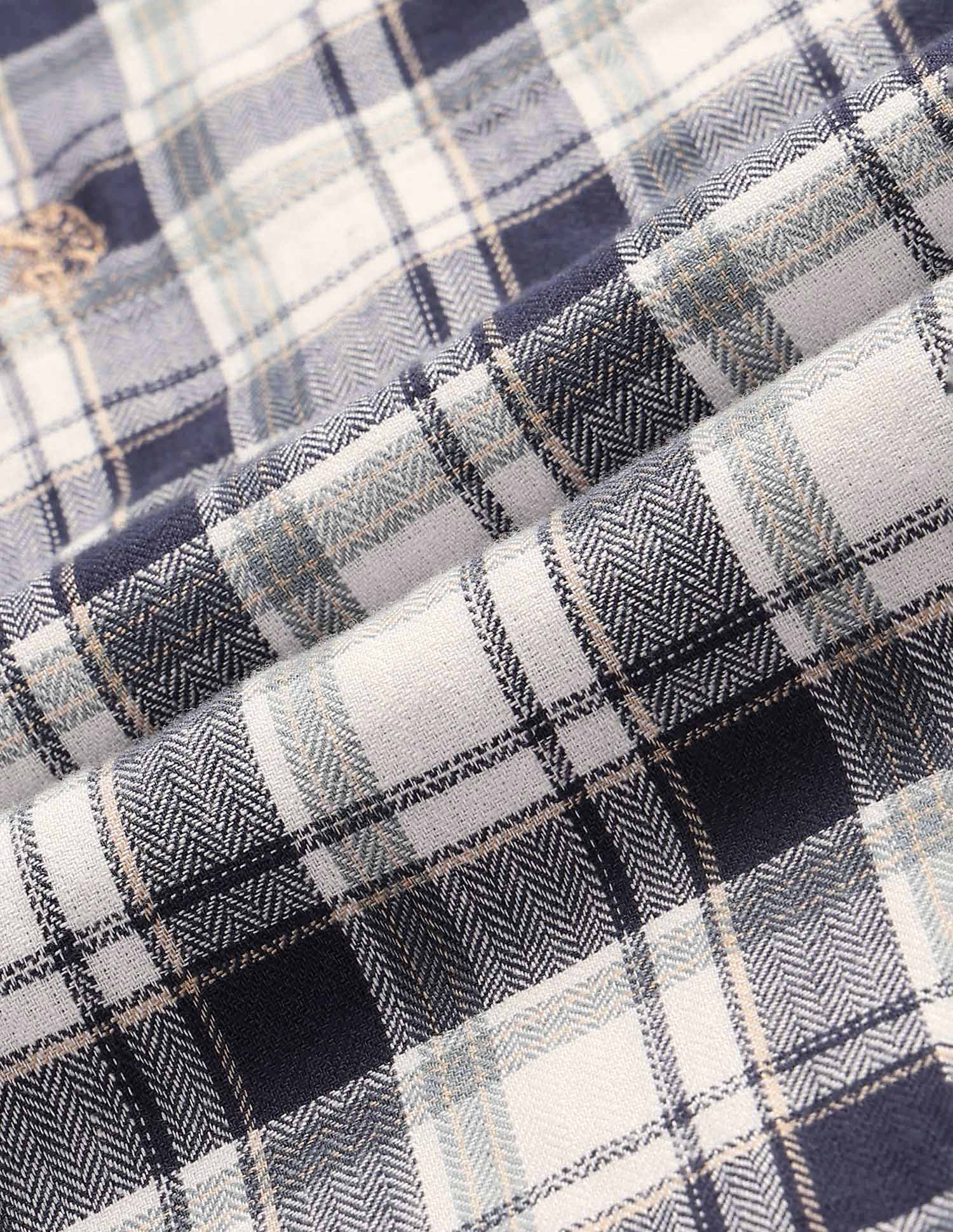 Tartan Checked Herringbone Shirt Dark Blue - U.S. POLO ASSN. | Large