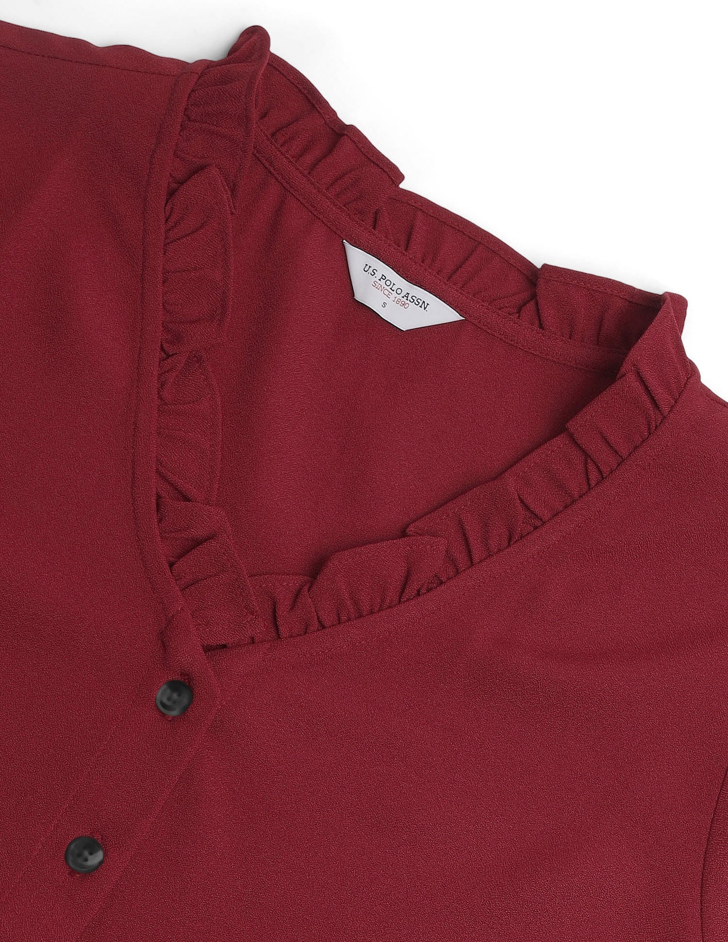 Ruffled V-Neck Solid Top Red - U.S. Polo Assn. India | Large