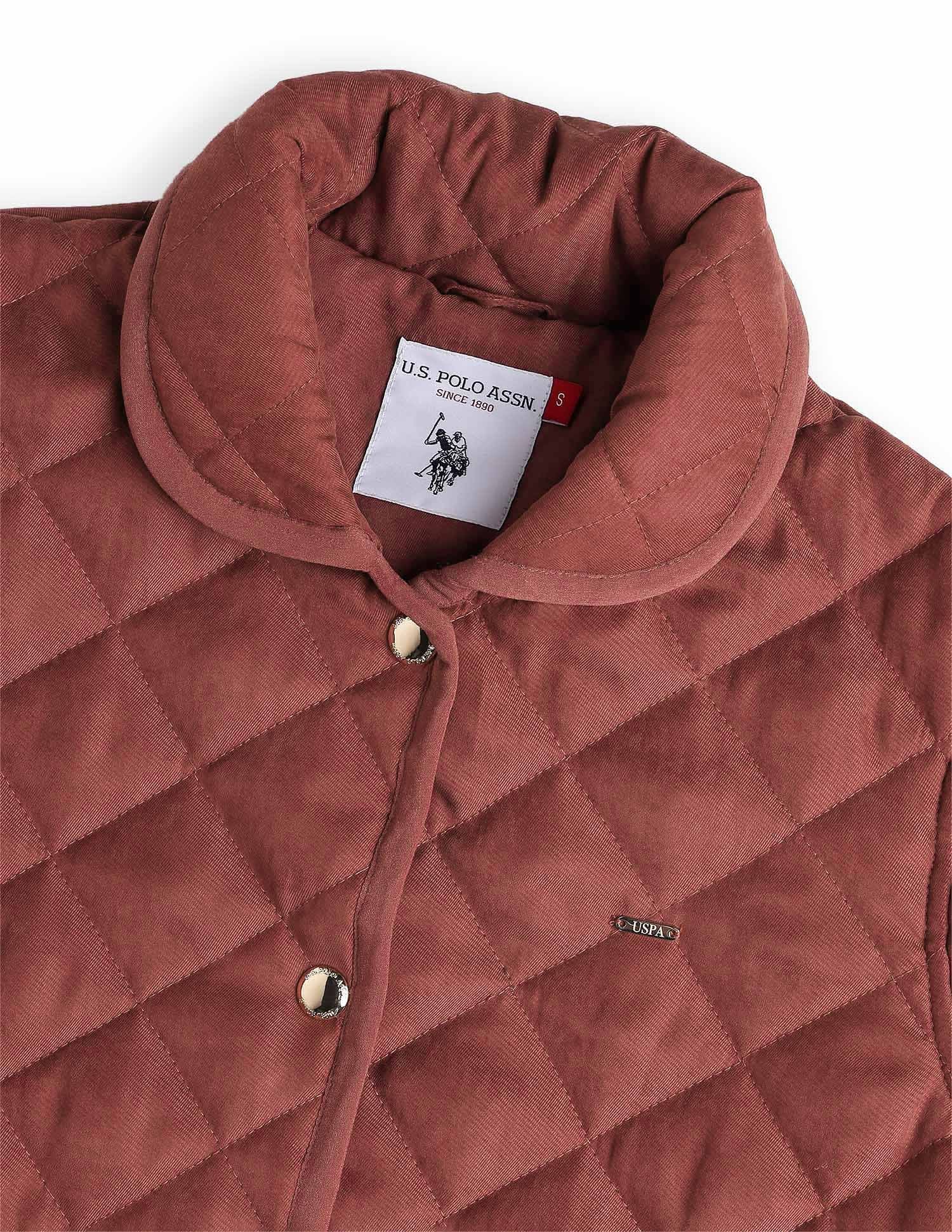 Solid Regular Fit Quilted Jacket Bronze - U.S. POLO ASSN. | Large