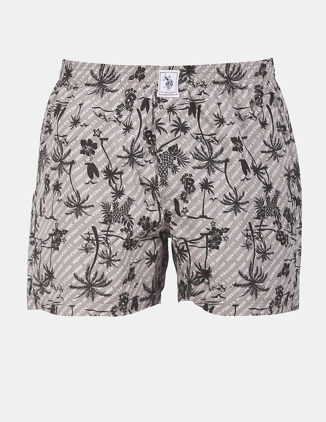 Back Pocket All Over Print IYAC Boxers - Pack Of 1 Grey-Coconut Tree - U.S. POLO ASSN. | Large
