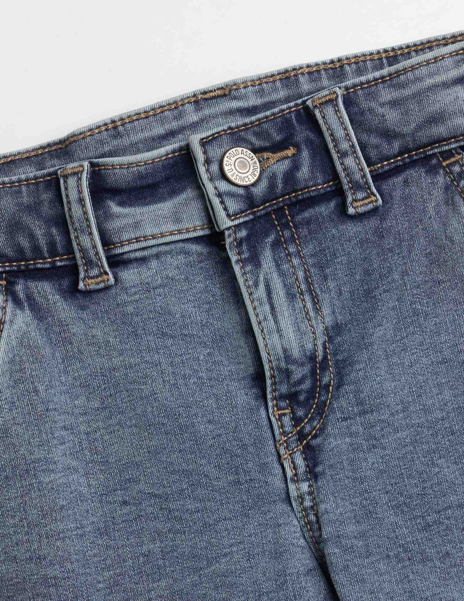 Slim Fit Mid Rise Cargo Jeans Light Blue - U.S. Polo Assn. India | Large