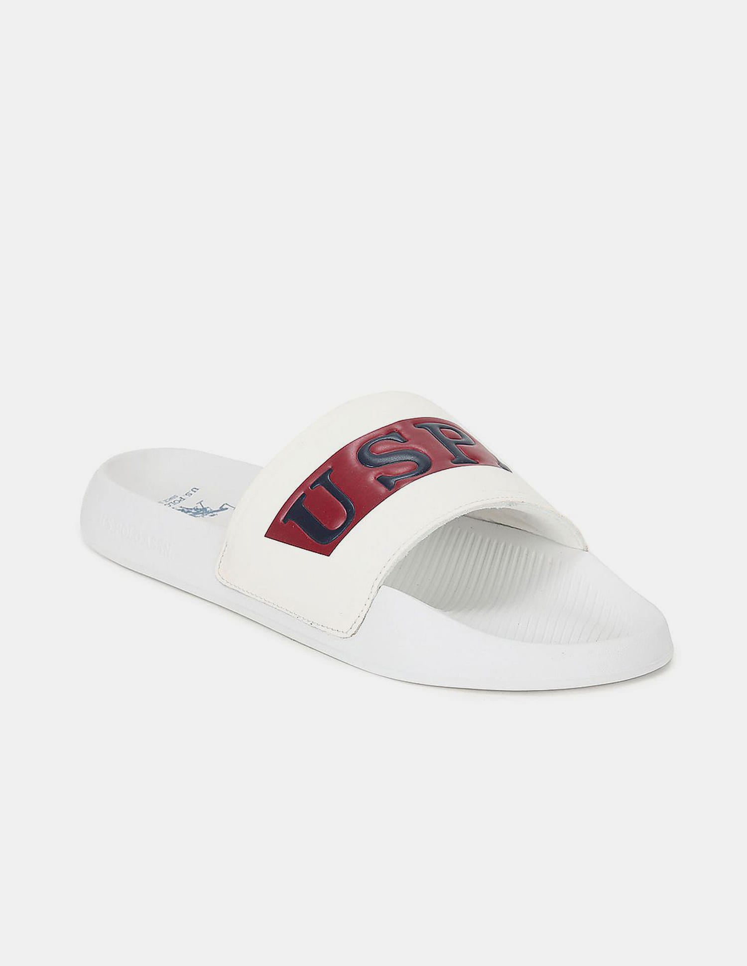 Men Ceder 2.0 Brand Embossed Sliders White - U.S. Polo Assn. India | Large