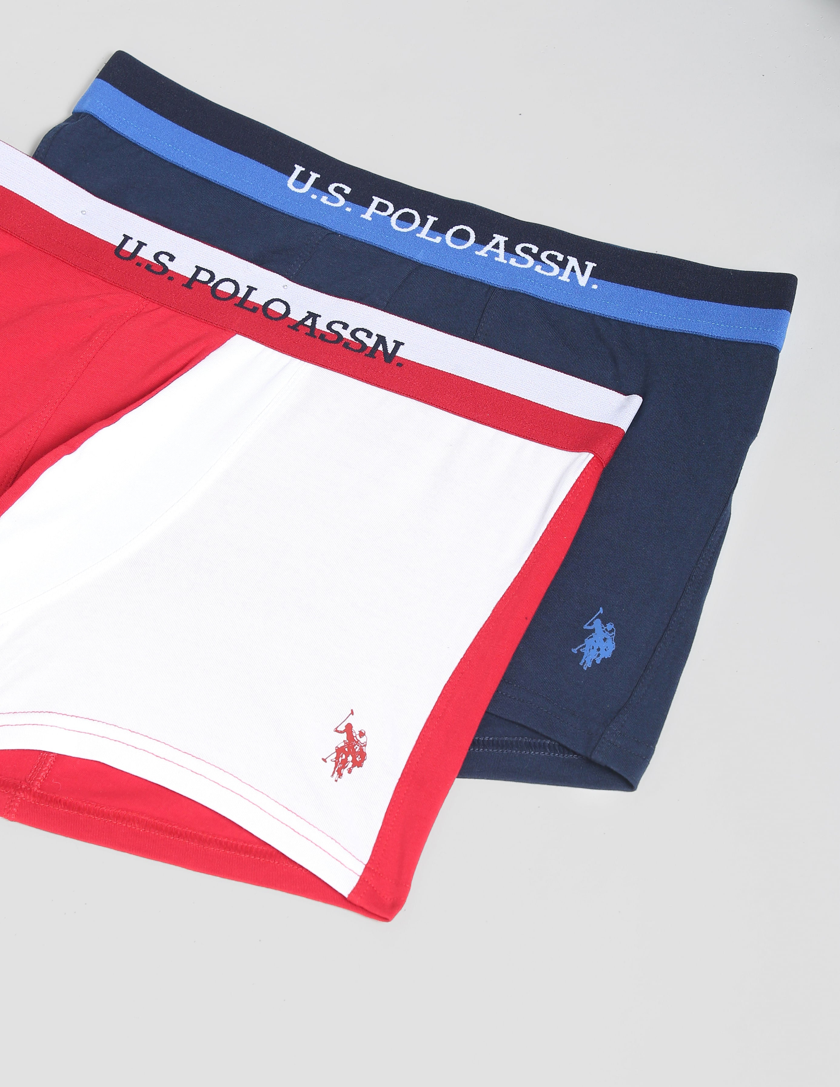 Cotton Spandex OET02 Trunks - Pack Of 2 Red and Navy - U.S. POLO ASSN. | Large