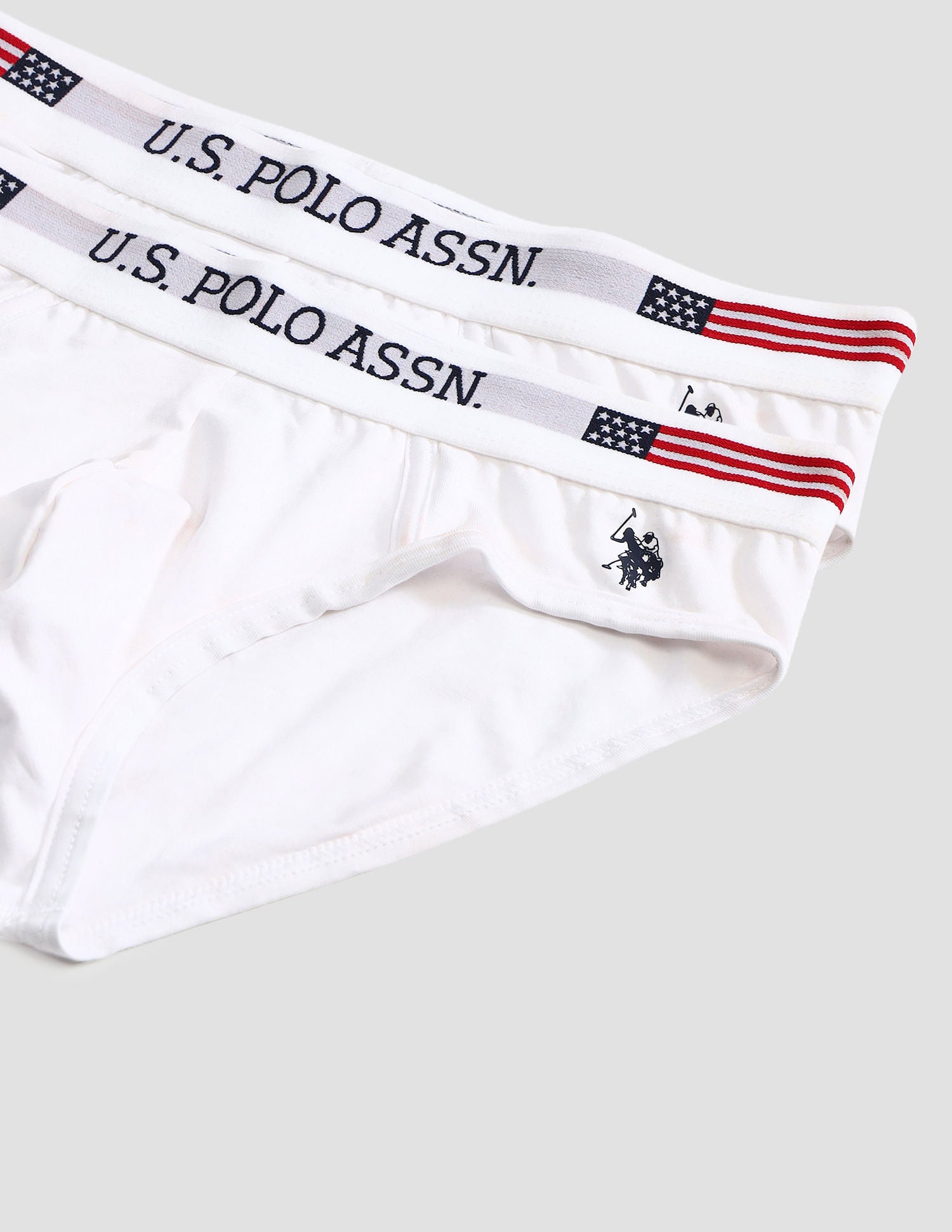 Pack Of 2 Mid-Rise Basic Briefs I650-001-P2 White and White - U.S. POLO ASSN. | Large