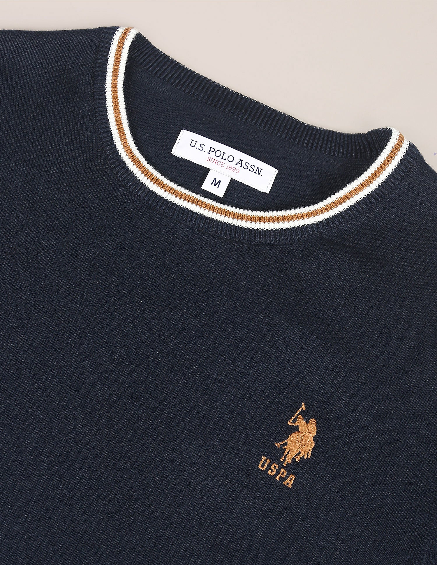 Crew Neck Solid Sweater Navy - U.S. POLO ASSN. | Large