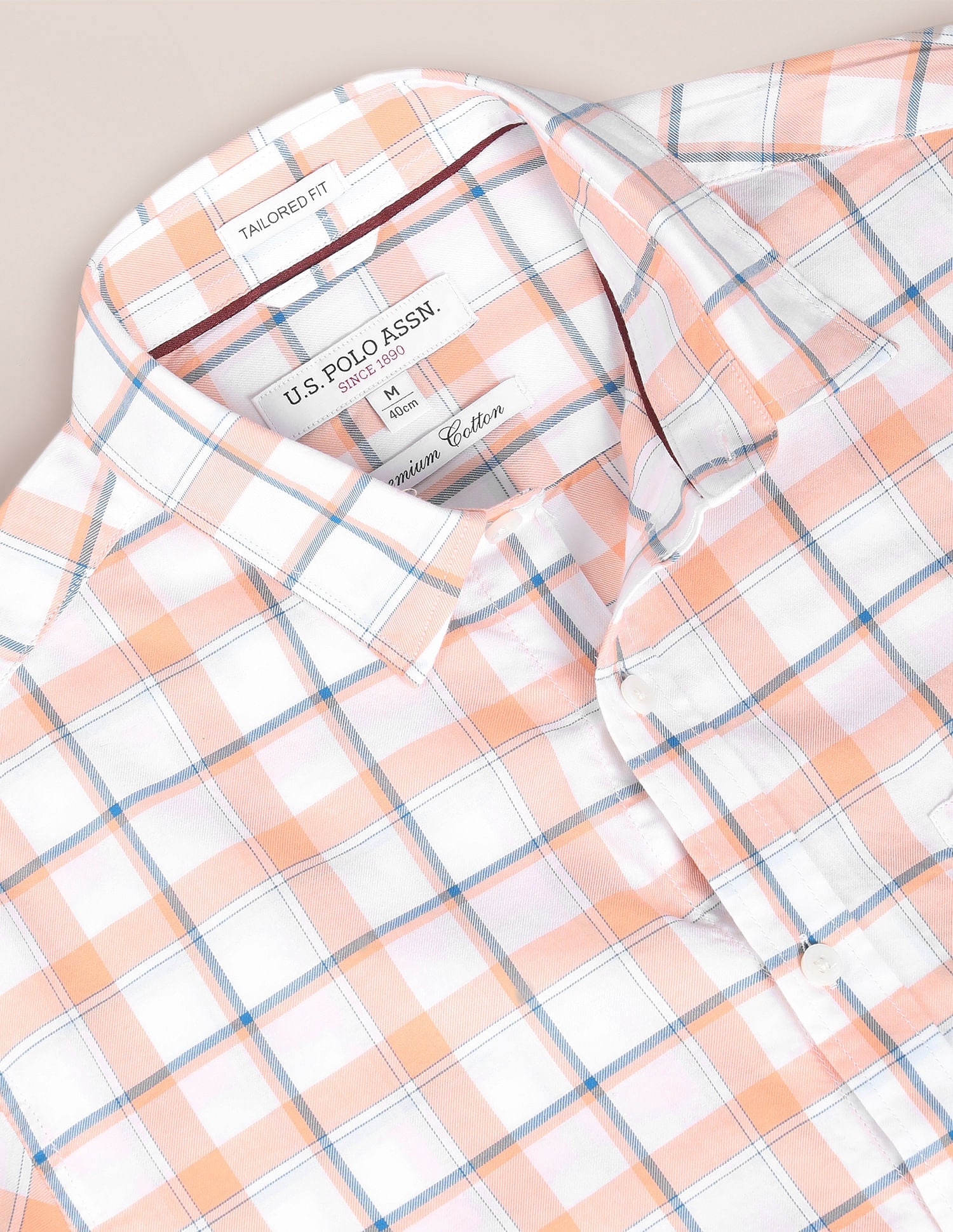 Premium Cotton Twill Shirt Orange - U.S. Polo Assn. India | Large