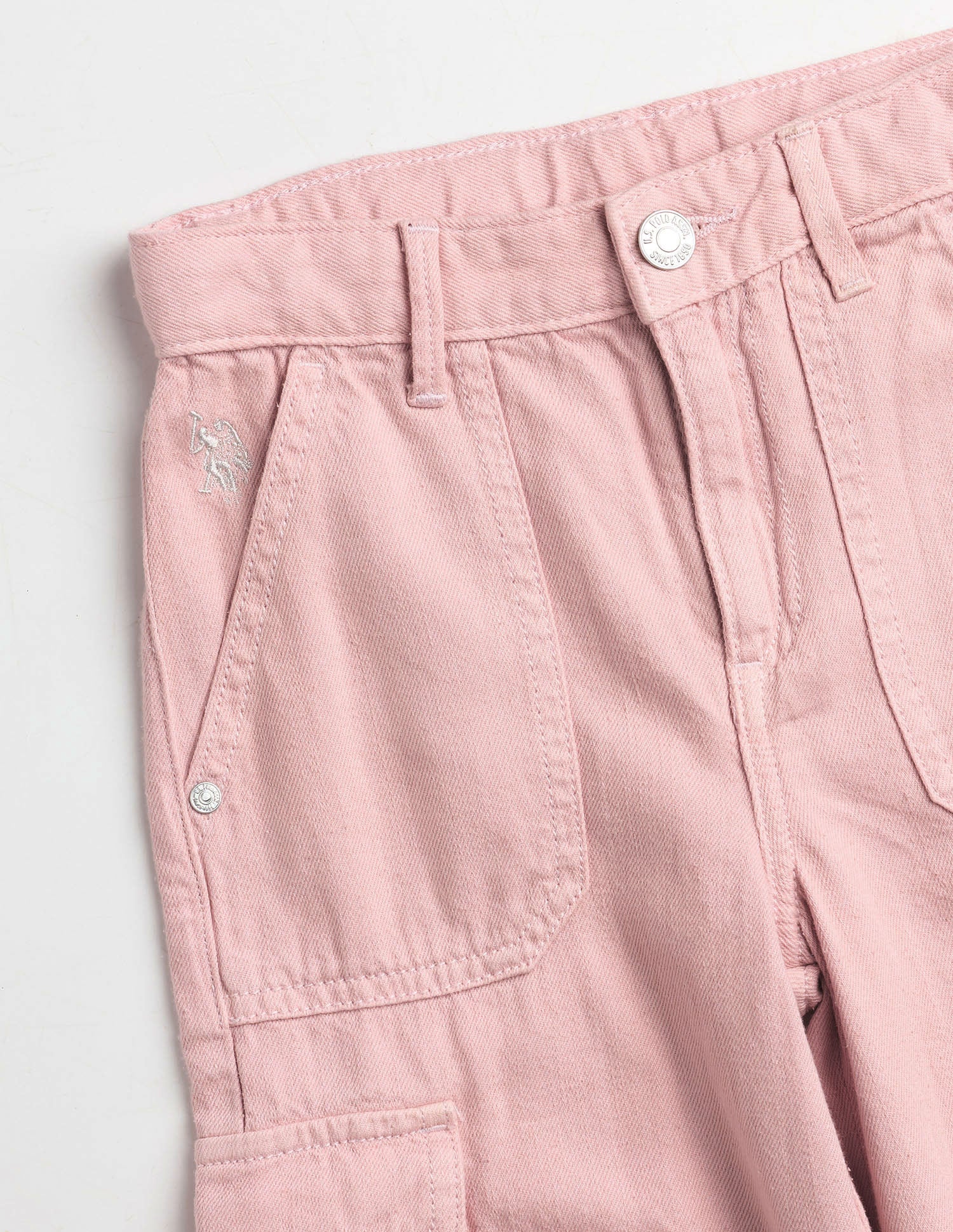 Girls Wide Leg Fit Mid Rise Jeans Pink - U.S. Polo Assn. India | Large