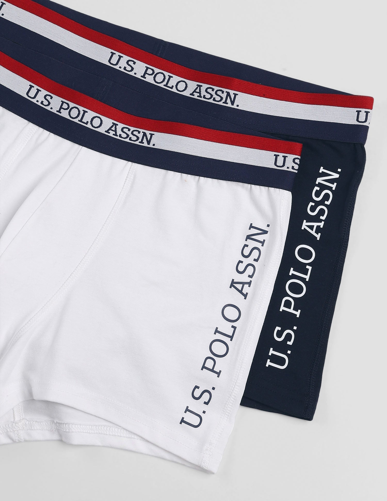 Solid Antibacterial ET002 Trunks - Pack Of 2 White and Navy - U.S. POLO ASSN. | Large