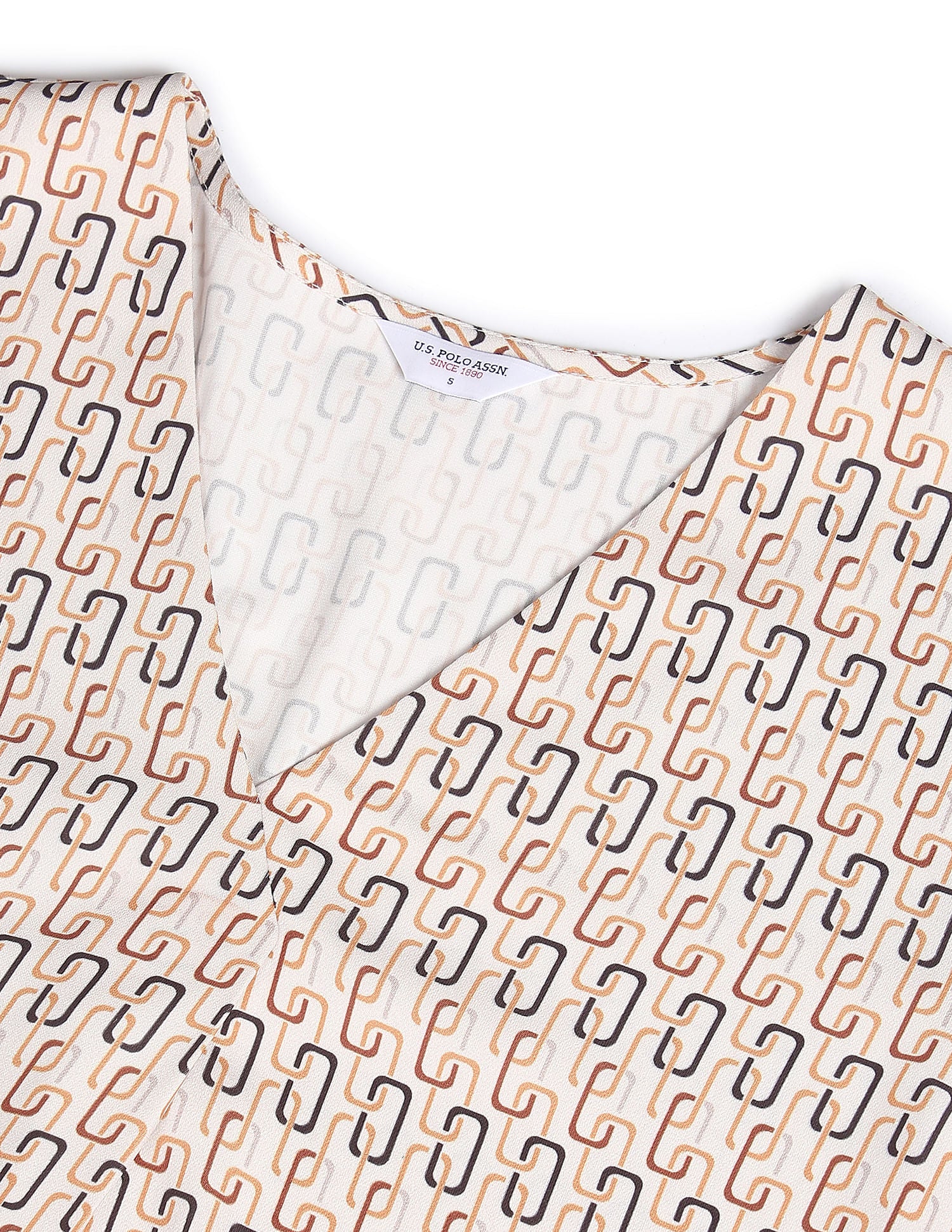 Geometric Print Polyester Top Off White - U.S. POLO ASSN. | Large