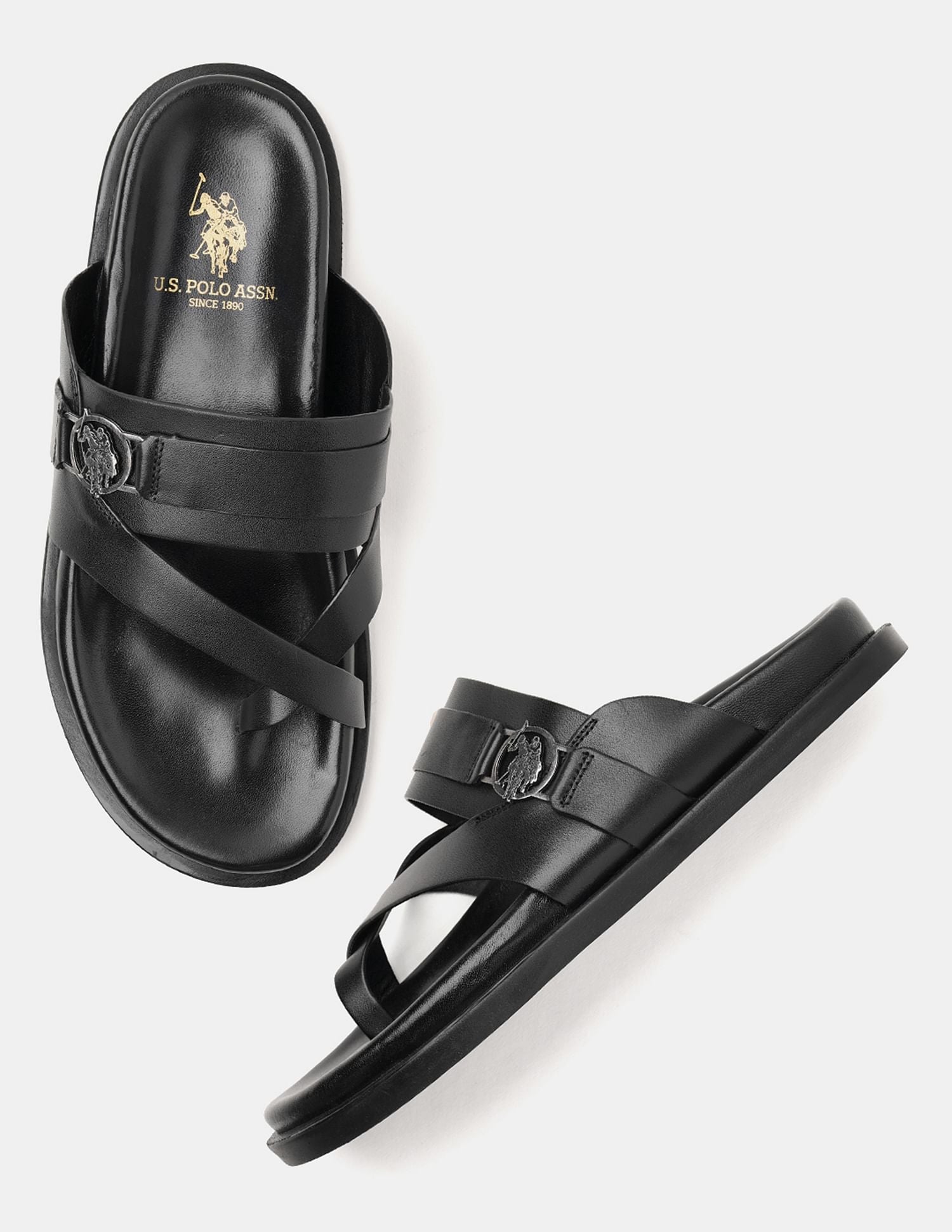 Men Buckle Strap Koke Sandals Black - U.S. POLO ASSN. | Large