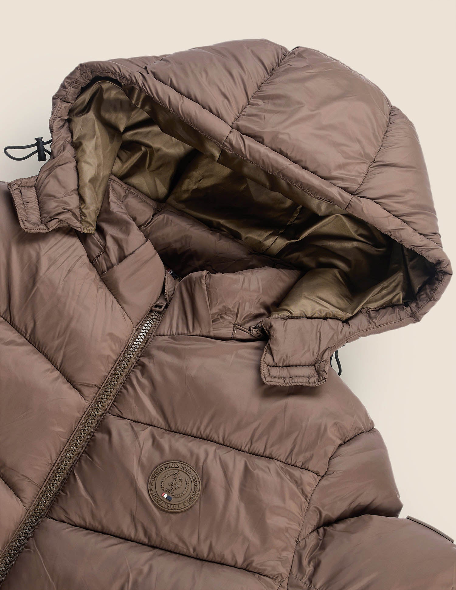 Solid Regular Fit Puffer Jacket Brown - U.S. POLO ASSN. | Large