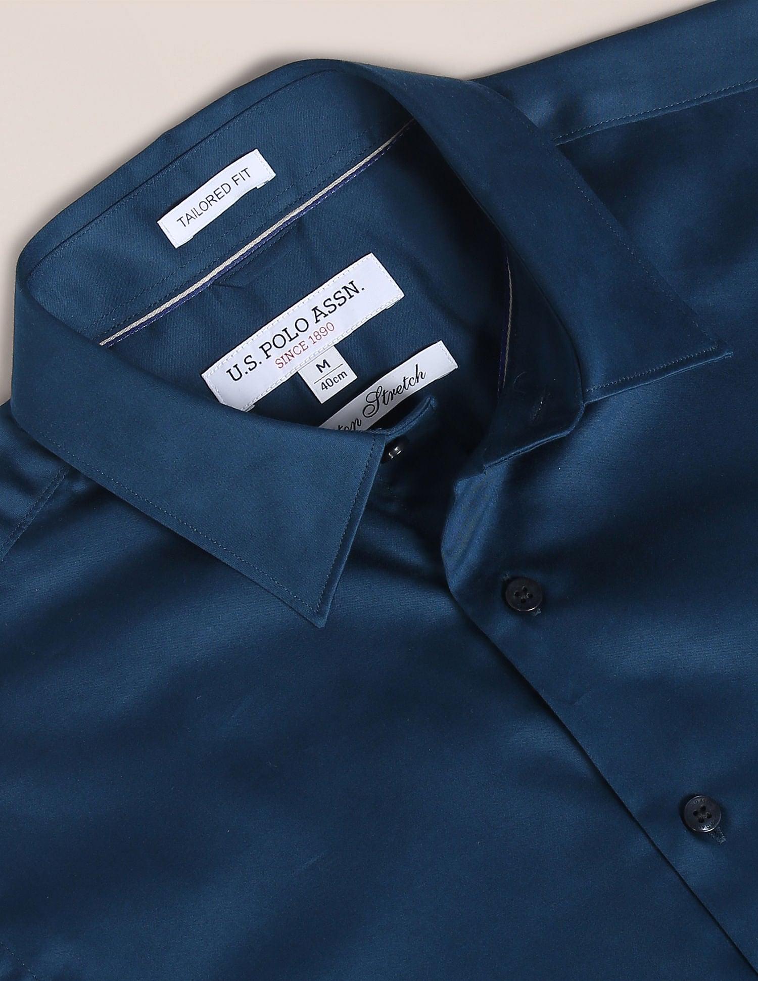 Solid Sateen Shirt Teal - U.S. POLO ASSN. | Large