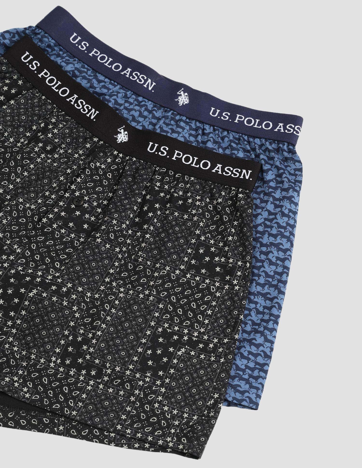 Printed Cotton OEX09 Boxers - Pack Of 2 Navy and Black - U.S. POLO ASSN. | Large