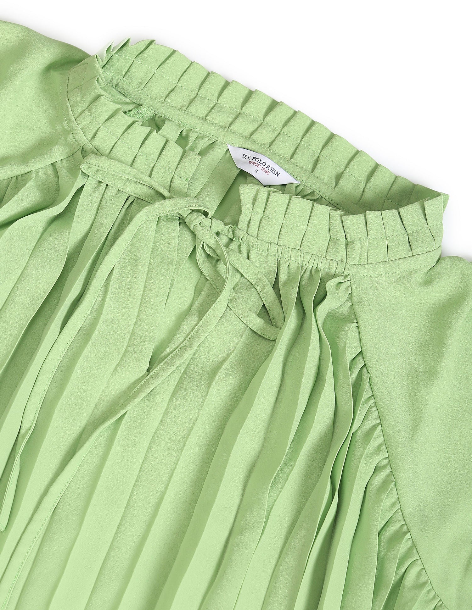 Raglan Sleeve Pleated Top Light Green - U.S. Polo Assn. India | Large