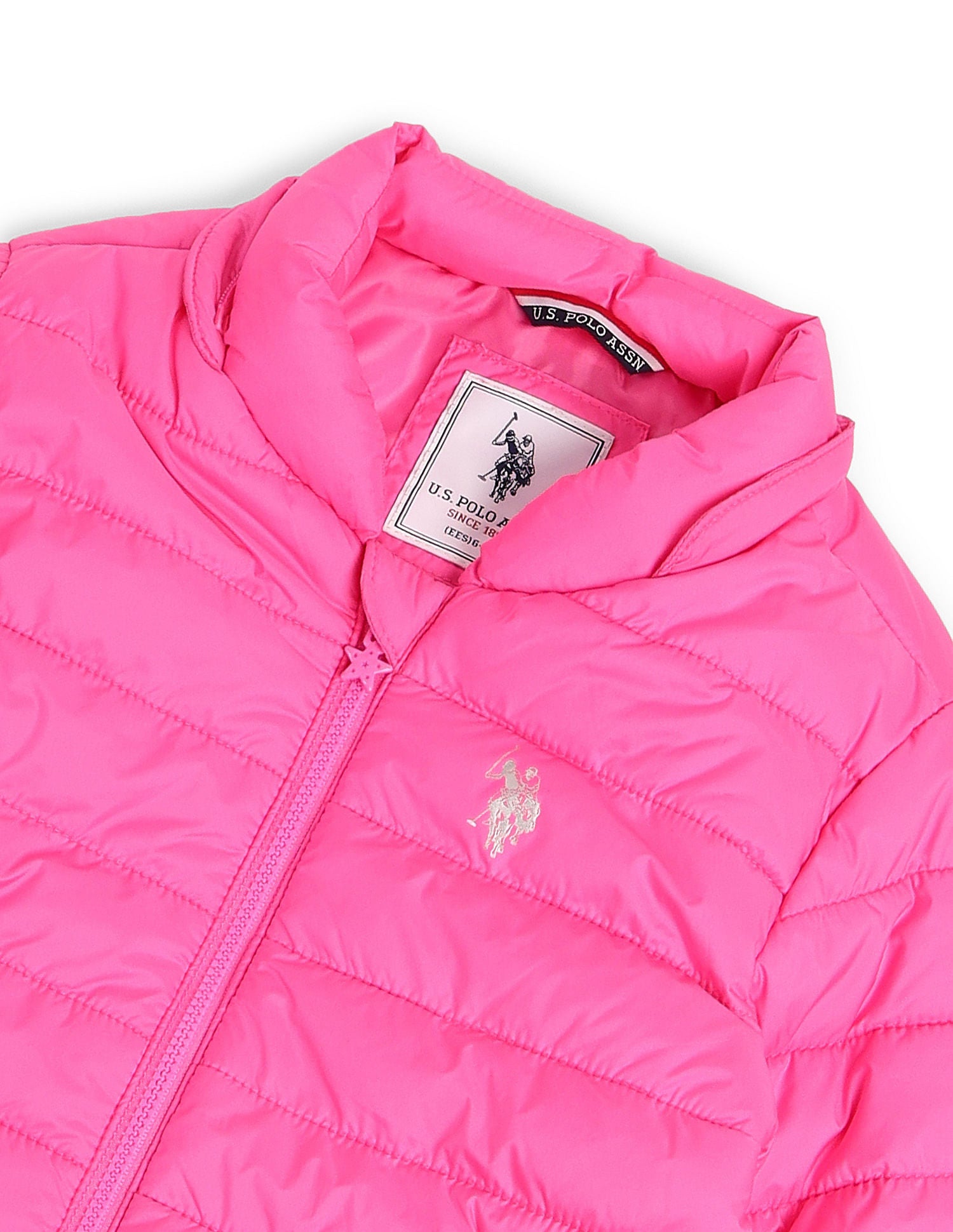 Girls Detachable Hood Puffer Jacket Pink - U.S. POLO ASSN. | Large