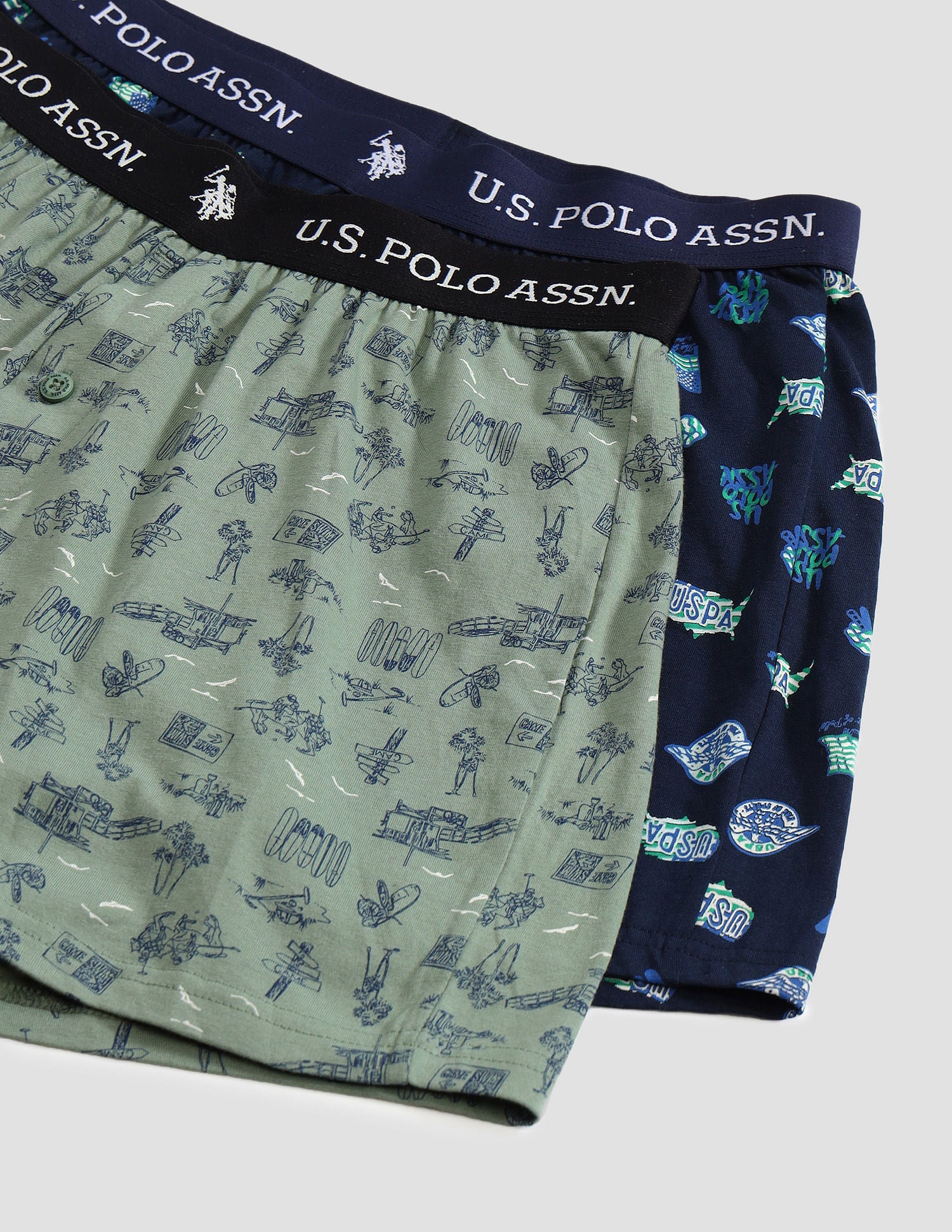 Comfort Regular Fit Solid OEX09 Boxers - Pack of 2 Navy and Green Bay - U.S. POLO ASSN. | Large