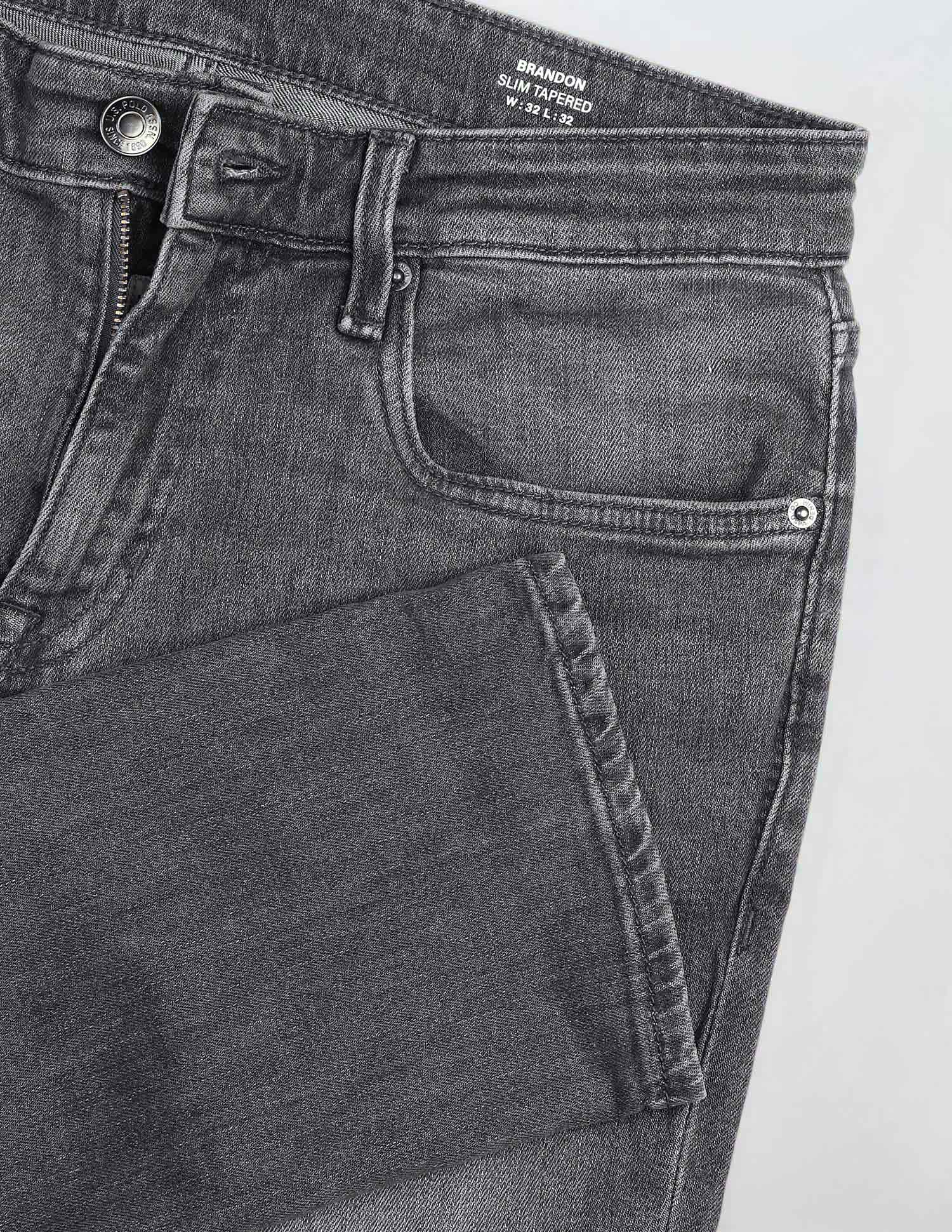 Brandon Slim Tapered Fit Grey Jeans Dark Grey Wash - U.S. POLO ASSN. | Large