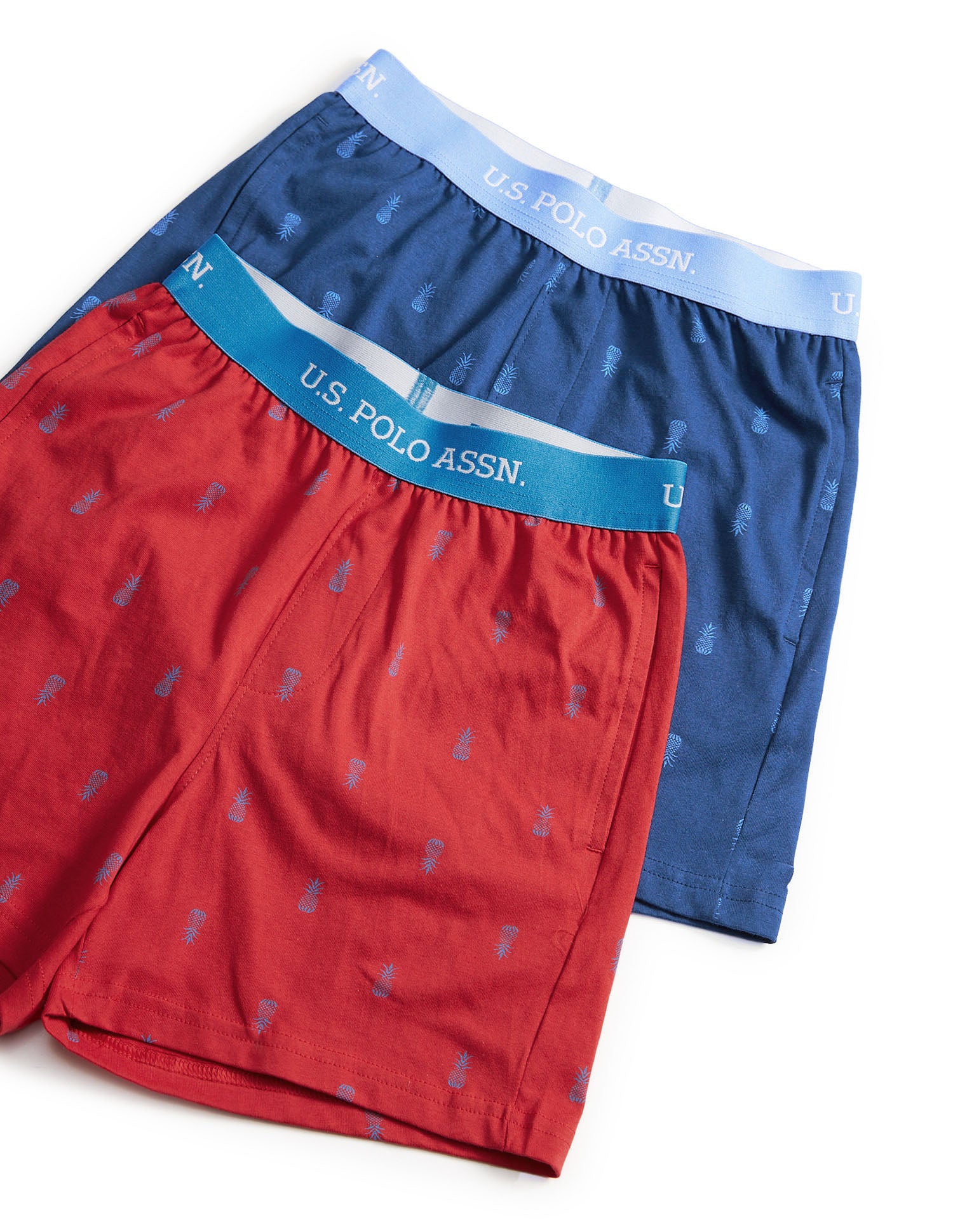 Pineapple Print EKX01 Lounge Shorts - Pack Of 2 Red and Blue - U.S. POLO ASSN. | Large