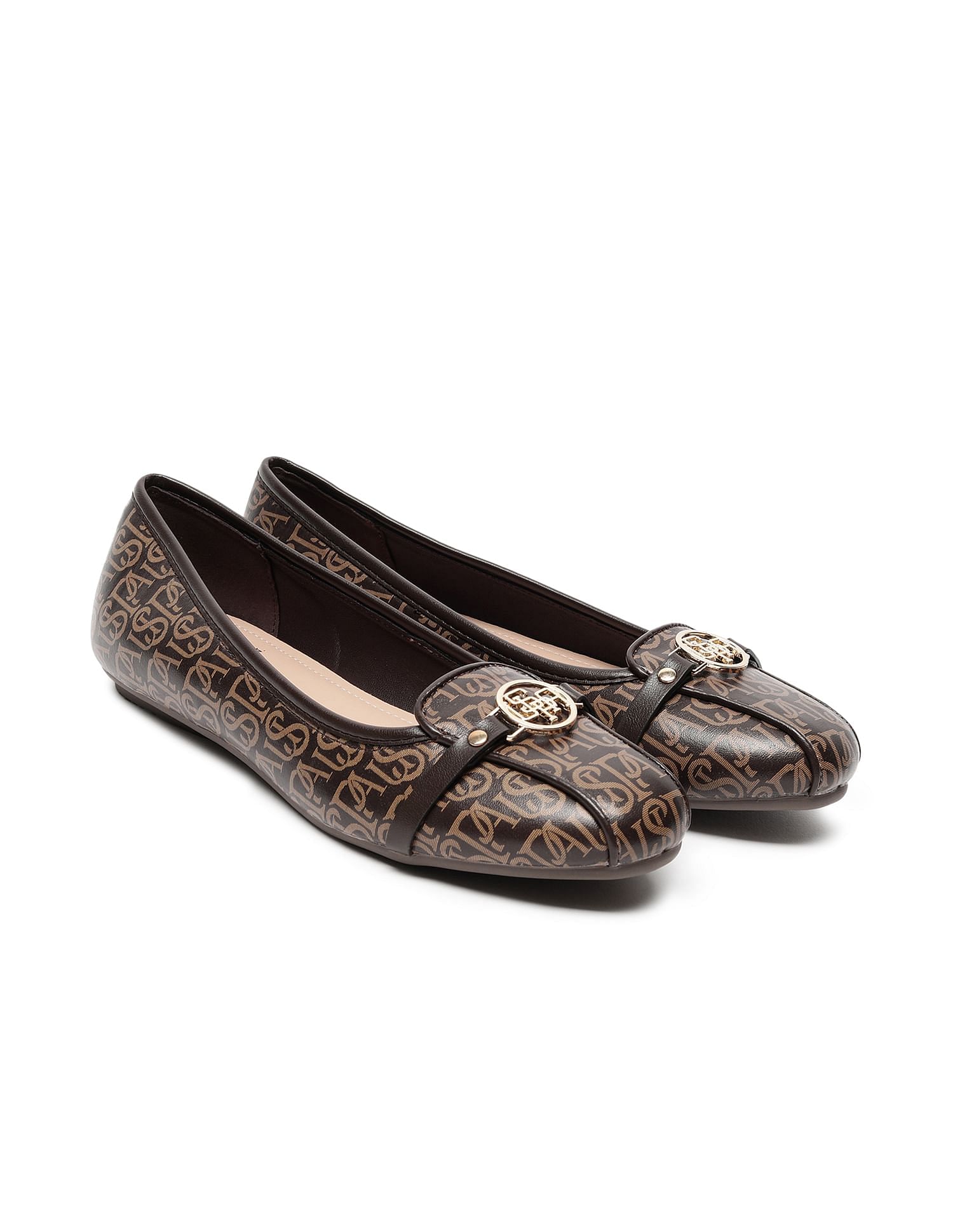 Alina 2.0 Brown Monogram Print Ballerinas Brown - U.S. Polo Assn. India | Large
