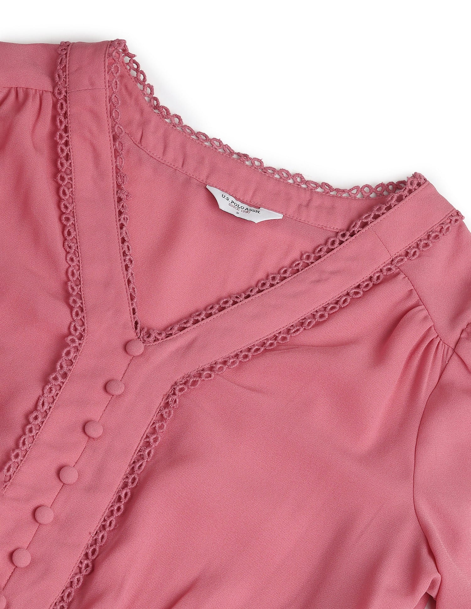 Lace Georgette Fit And Flare Dress Pink - U.S. POLO ASSN. | Large